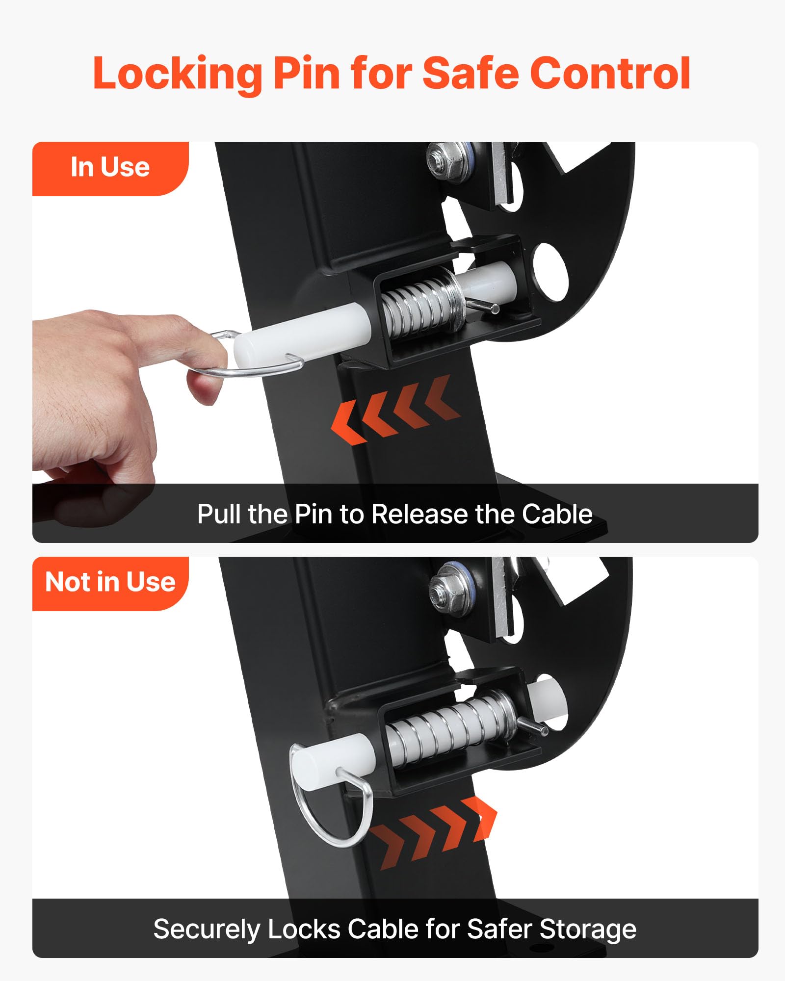 VEVOR Carrete de Cable de Soldadura Doble, Enrollador de Manguera de Acero para 45,7 m (50 mm²) y 38 m (70 mm²), con Pasador de Bloqueo para Camiones de Servicio, Mantenimiento de Flotas y Obras