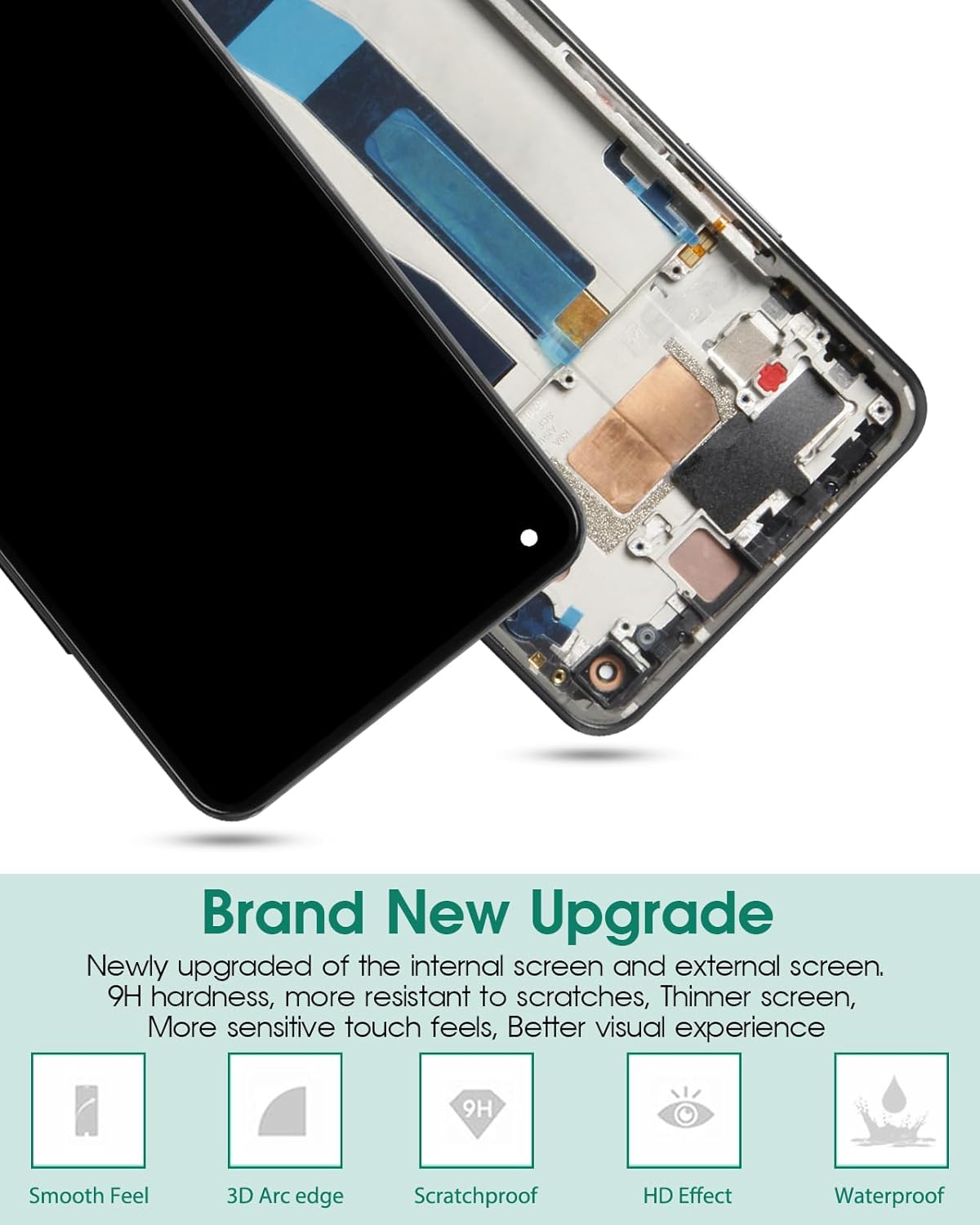 OLED for Xiaomi Mi 11 Lite 5G Screen Replacement for Xiaomi Mi 11 Lite LCD Screen for Mi 11 Lite Digitizer M2101K9G, M2101K9C, M2101K9R Display Touch Screen Assembly Repair Parts with Frame