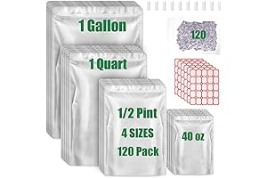 120PCS 9 Mil Thick Mylar Food Storage Bags, With Oxygen Absorber (300cc)