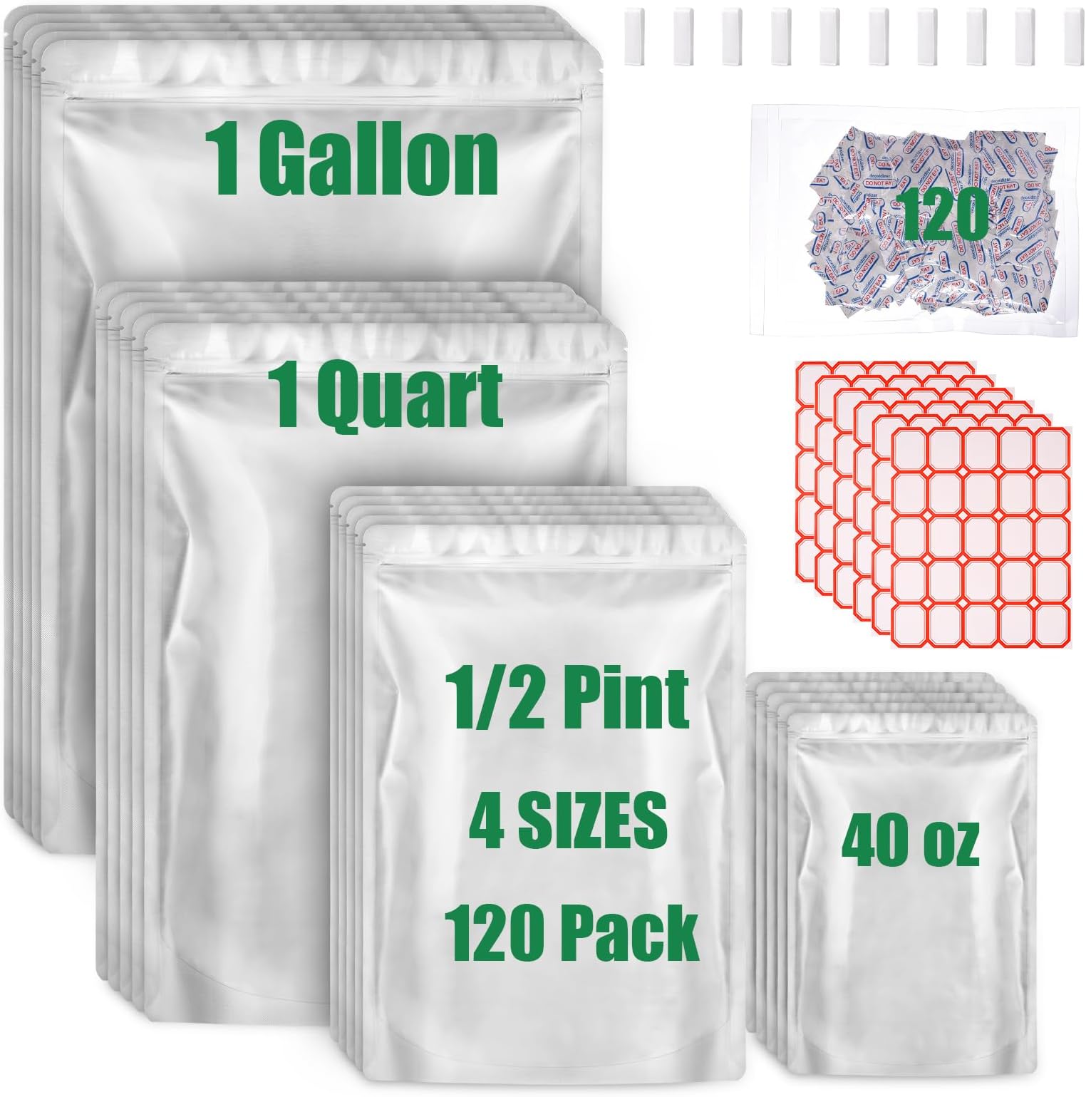 12 PCS 5 Gallon Mylar Bags For Food Storage With 12 Single Sealed 3000CC Oxygen - View #9