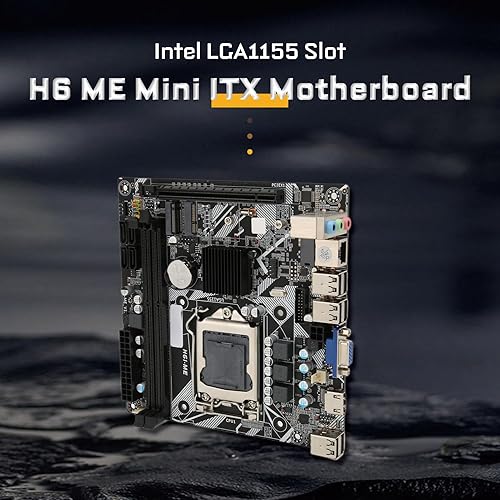 Miniatura 2 de Mini placa base ITX, canal H6 ME DDR3 con ranura para CPU LGA 1155, VGA, M.2, NVME M.2, pin de depuración, 10 USB2.0, alimentación multifásica PCIe