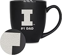 Vista 41 de Rico Industries NCAA #1 Dad - Taza bistró de cerámica negra mate grabada con láser, de 15 onzas, para bebidas calientes o frías
