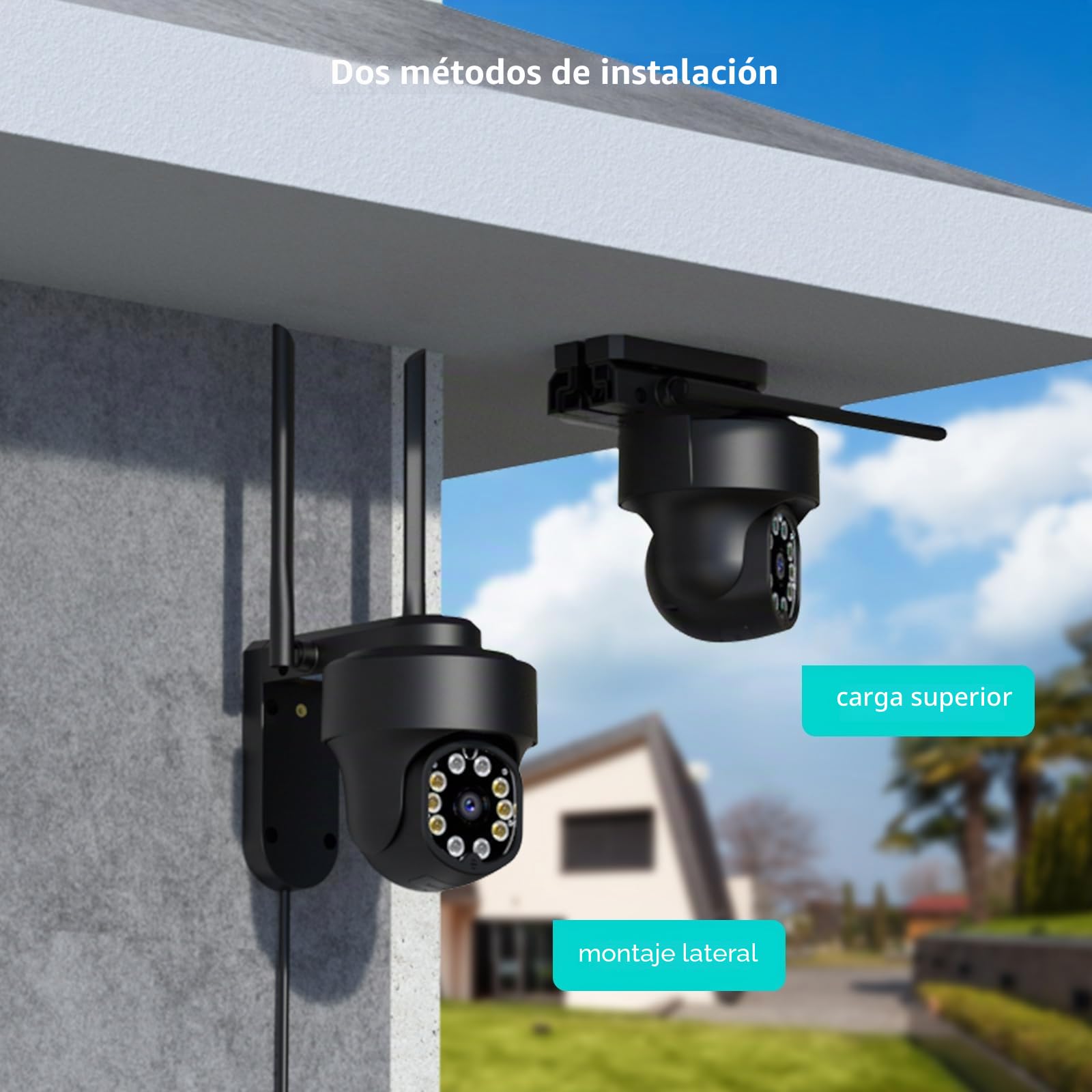 NETVUE Camara Vigilancia WiFi Exterior, Camaras Vigilancia Domicilio WiFi FHD Vista a 360° y Audio Bidireccional, Camara Vigilancia WiFi Interior y Detección de Movimiento