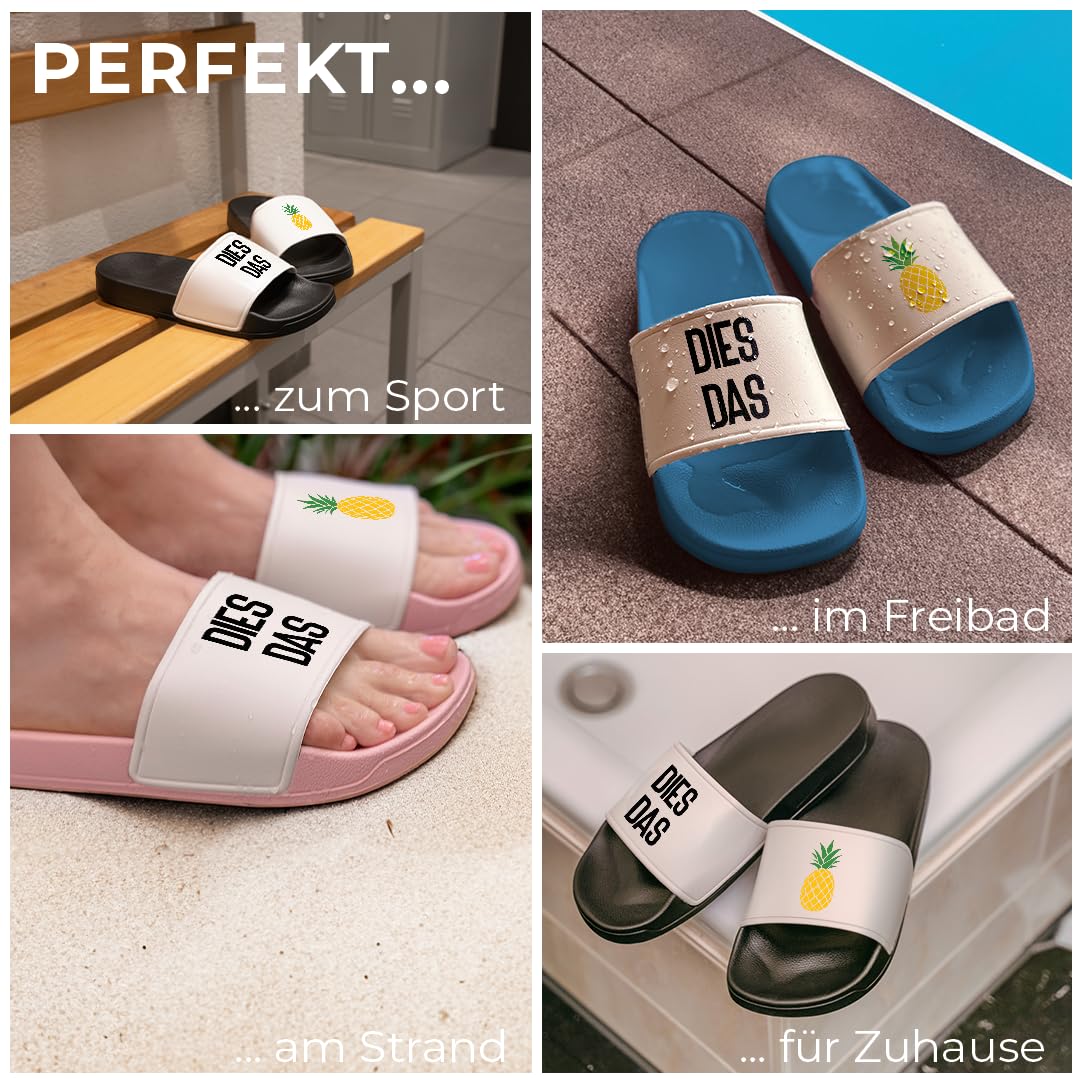 Prozente Momente Dies Das Ananas | Slipper | Badelatschen | Hausschuhe | Pantoletten | Unisex | Urlaub | Malle | JGA | Geschenkidee | rutschfest