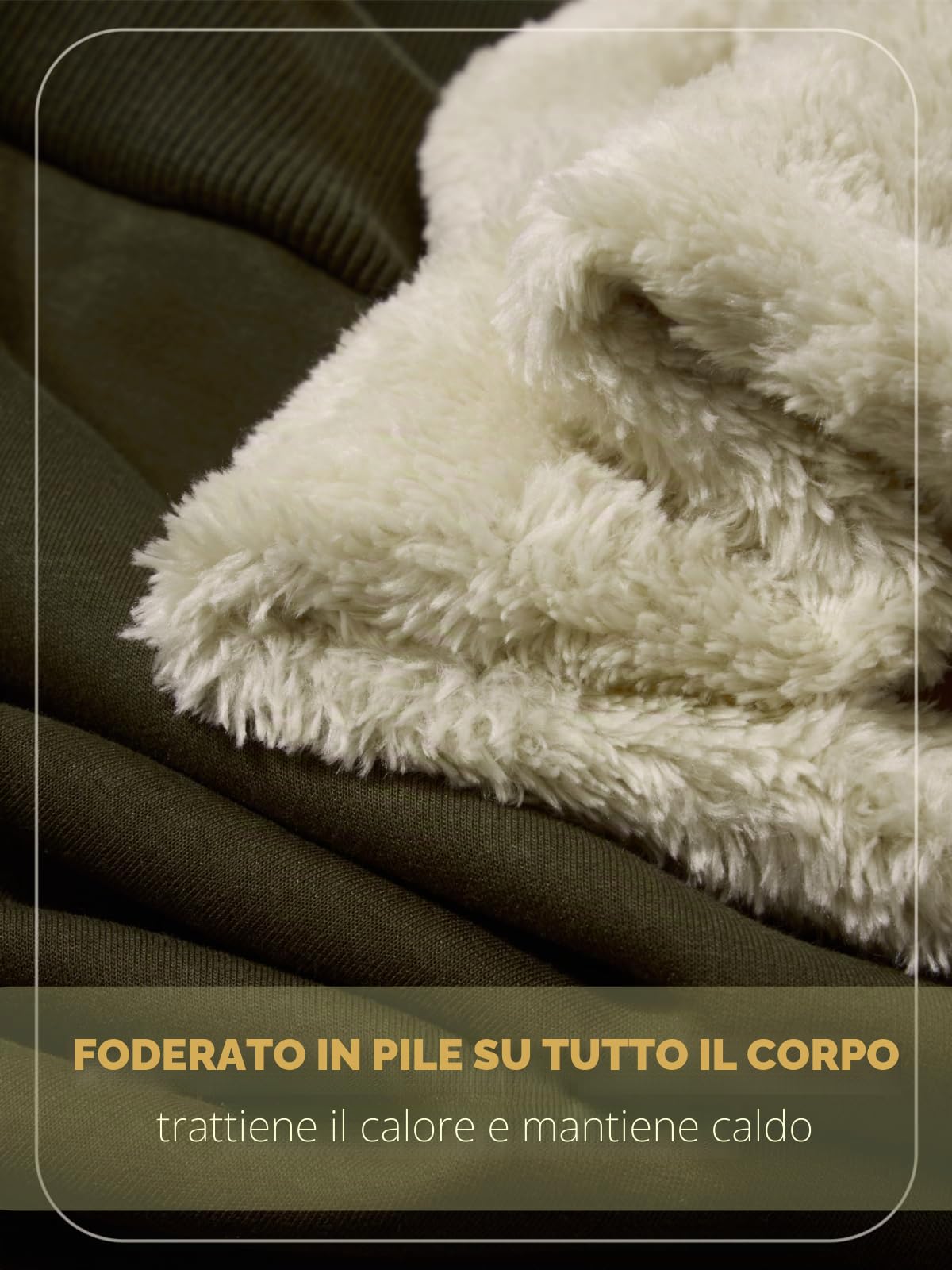 Uomo Felpa Pile Invernale Termica Pullover con Cappuccio
