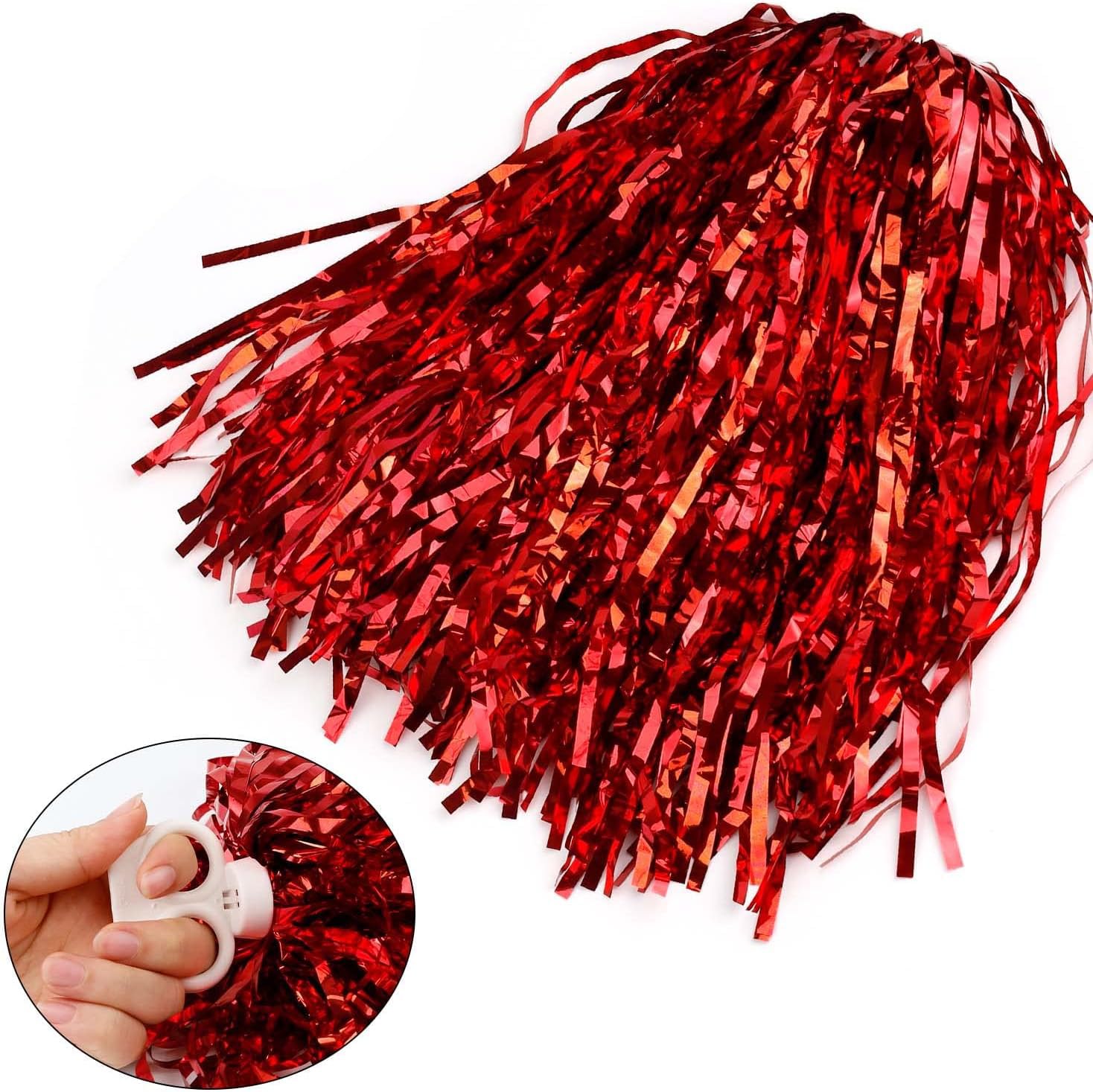 Wxinsheng Pompones para Animadoras,8PCS Cheer Leader Poms Animadora Poms Pompones de Plástico para Reuniones Deportivas,Competiciones Deportivas,Celebraciones Navideñas(4 Colores) — view 6