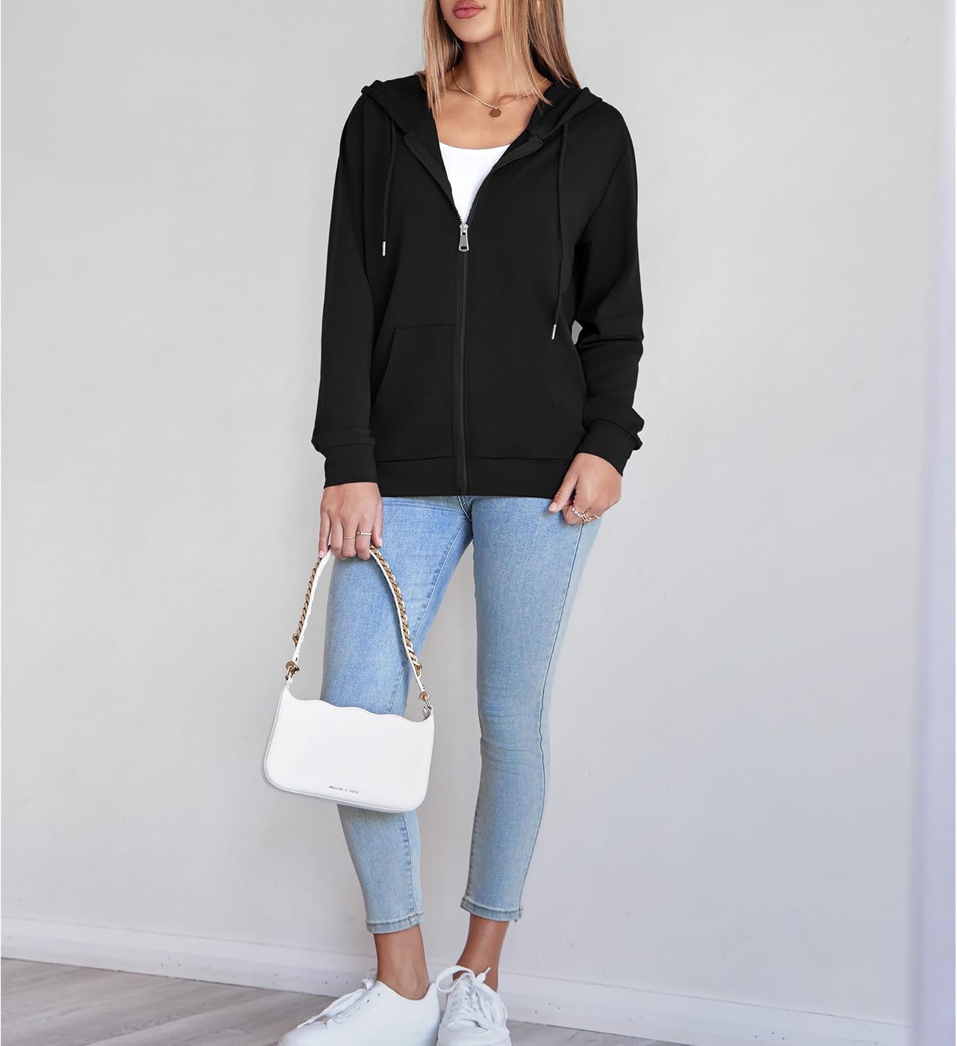 Womens Zip Up Hoodies Long Sleeve Hooded Sweatshirts Lightweight Fall Fashion Clothes Casual Trendy Jacket - Image 5