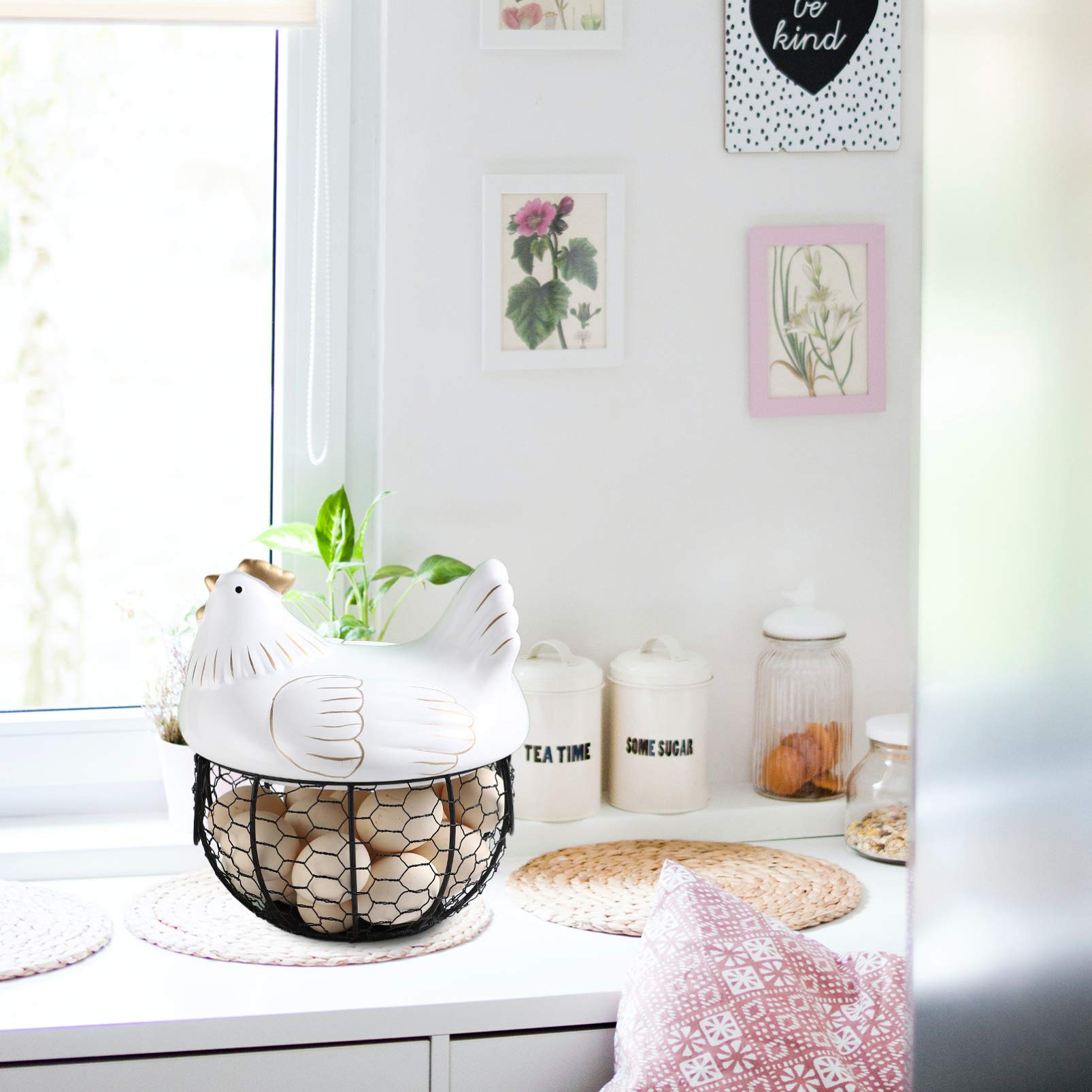 BESPORTBLE 1pièce Panier De Rangement Couvercle Corbeille à Fruits Et Œufs Design De Poule Adorable Pour Cuisine Stockage Décoratif