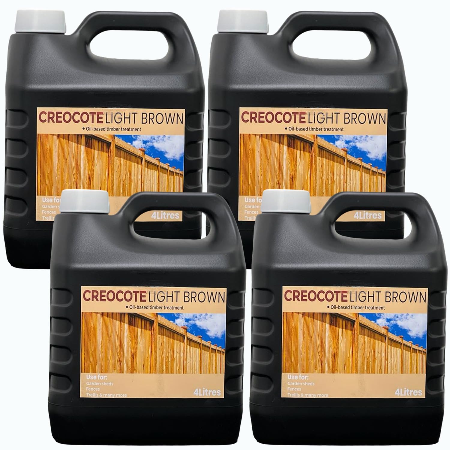 Creocote Light Brown Wood Preserver 4L - Premium Oil-Based Wood Preserver for Outdoor Use Dry Rot Woodworm Treatment with Perfectonish Gloves and Brush (4) — image 1