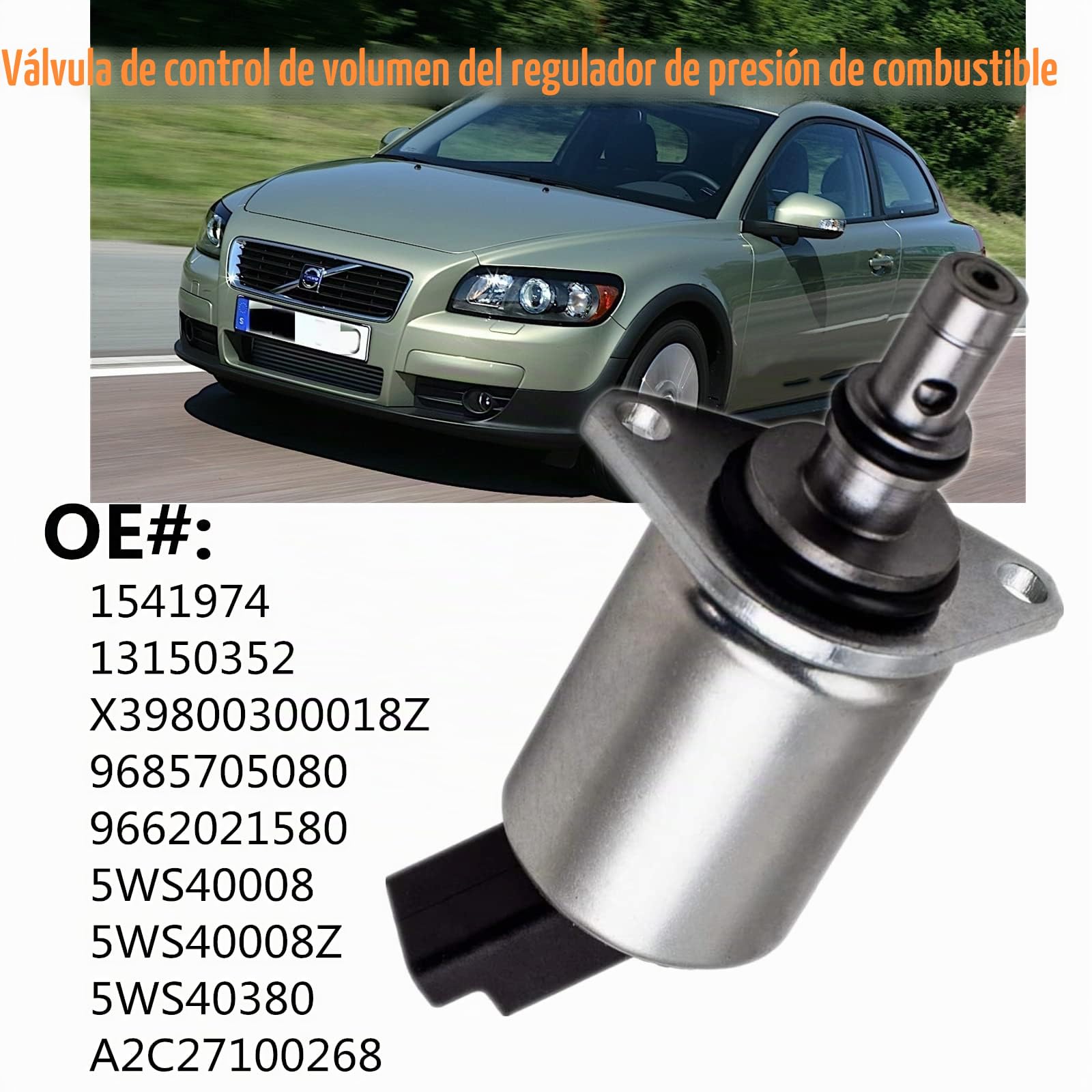 Bisenya Regulador de presión de combustible Válvula de control de volumen Reemplazo para Citr-oën/For-d/Peu-geot/Fi-at/Vo-lvo 1541974, 13150352, A2C27100268, 9685705080