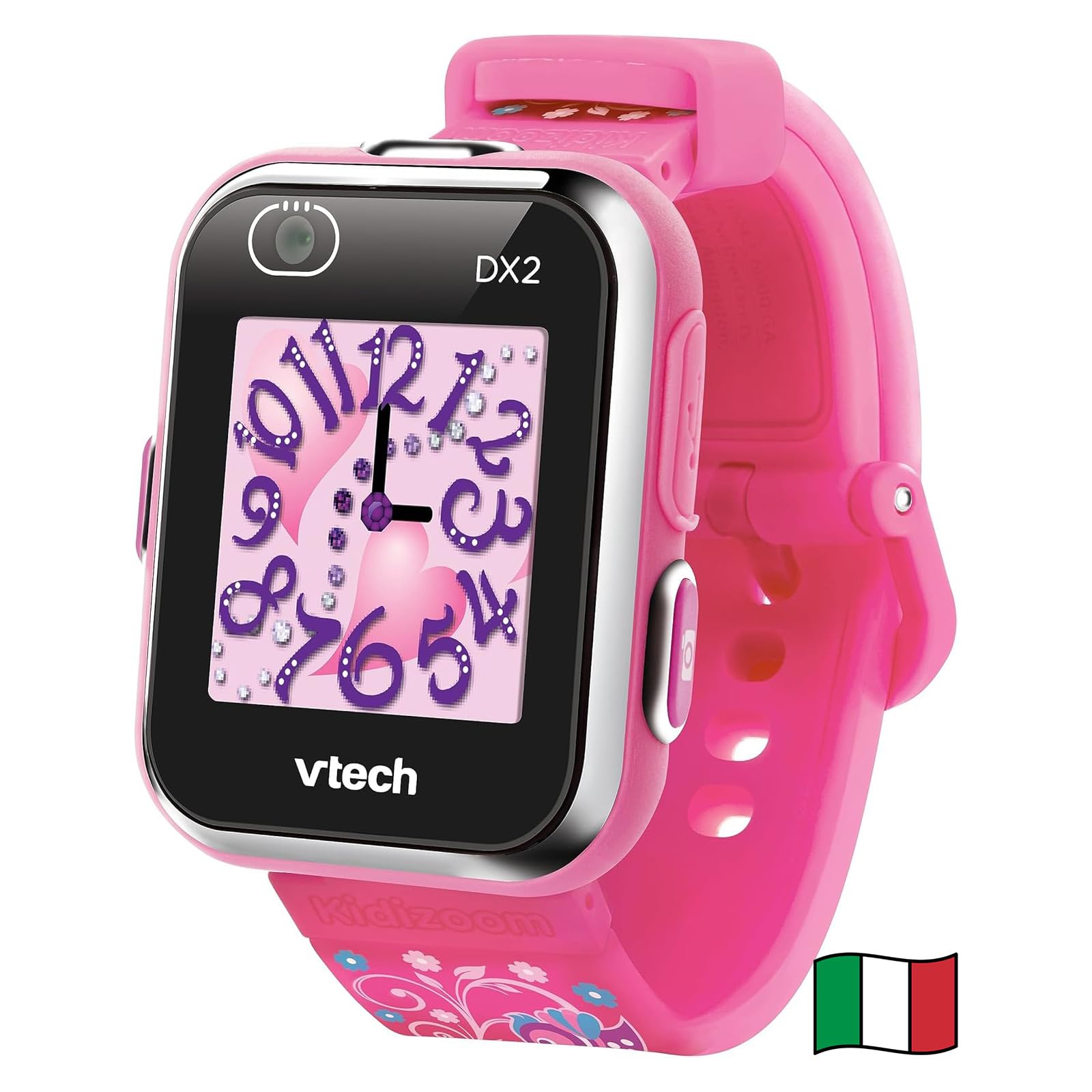 VTech Kidizoom Smartwatch DX2 Rosa, Orologio Interattivo per Bambini con Doppia Fotocamera, Schermo Touch a Colori, Smartwatch con Sensore Movimento, Resistente agli Urti, Lingua Italiana, 5-13 Anni