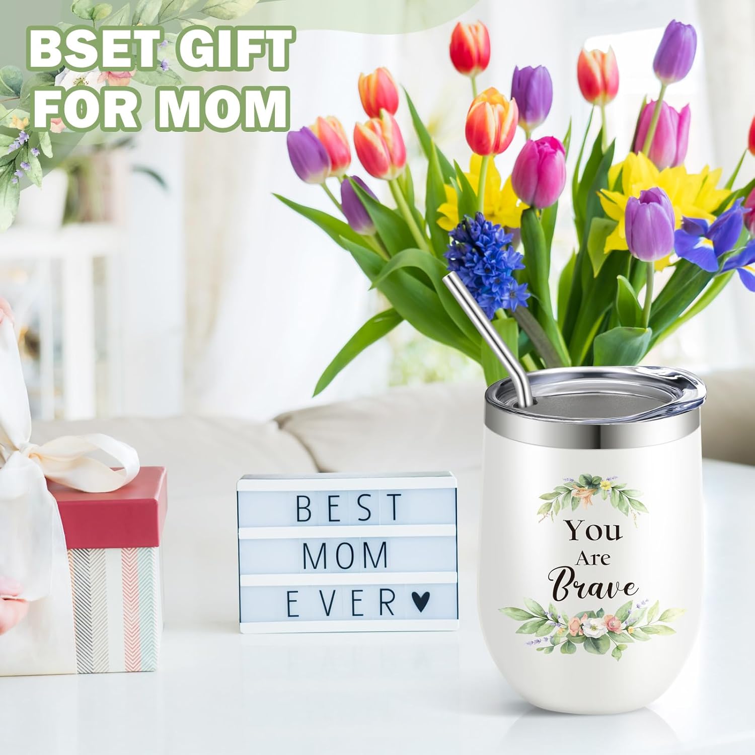 Layhit 6 Pcs Mother's Day Gifts Bulk Mom Cups for Women 12 oz Stainless Steel Tumblers with Lid and Straw Travel Coffee Mug for Mother's Day Gifts from Son Daughter (You Are) - Image 5