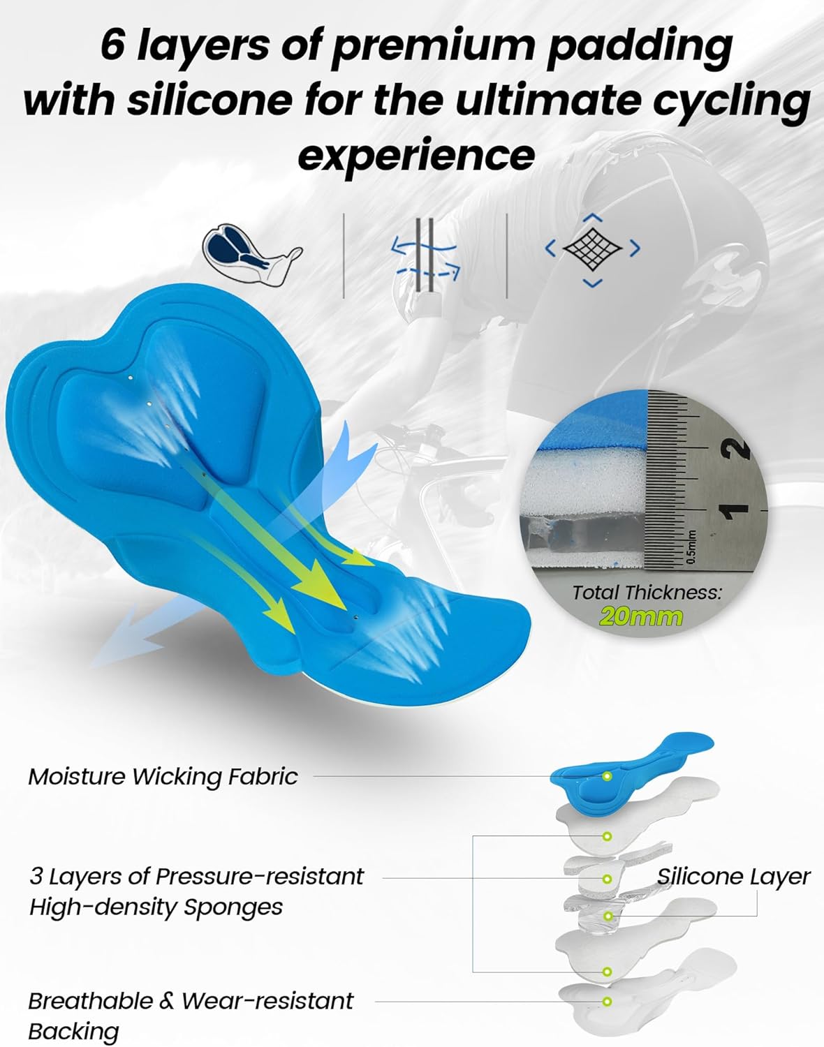 Nepest Mens Mountain Bike Shorts 3D Padded MTB Shorts Bicycle Biking Biker Baggy Cycling Shorts with Zipper Pockets - Image 4