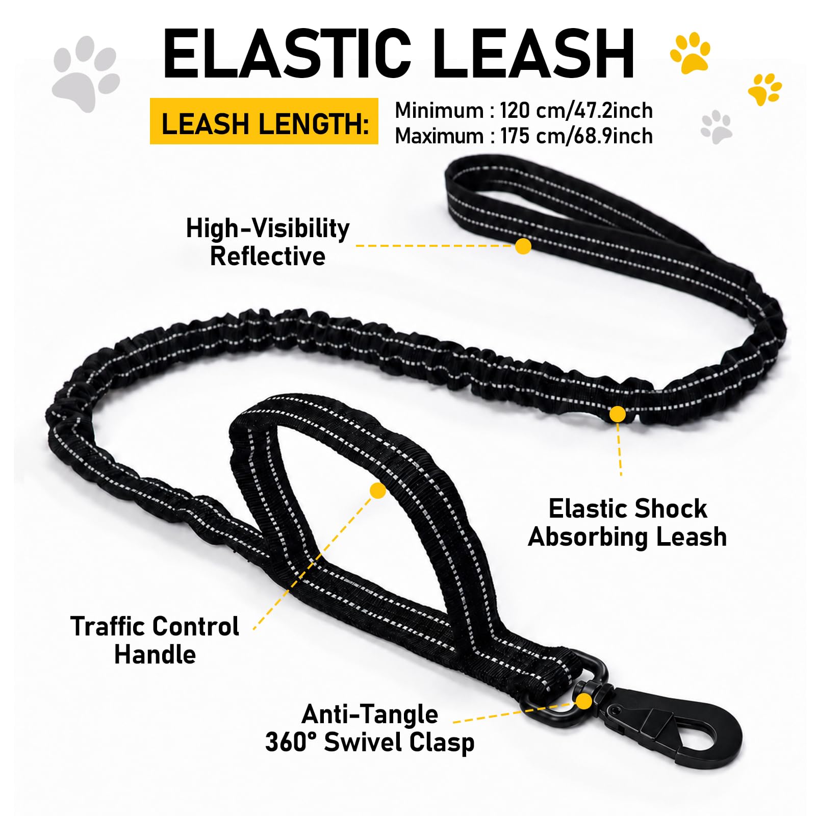Harnais Chien Anti Traction Réglable, Harnais pour Chien avec Poignée de Contrôle, Harnais de Sécurité Réfléchissant avec Anneau Devant et Dos, Harnais pour Chien Moyen Grand Noir L