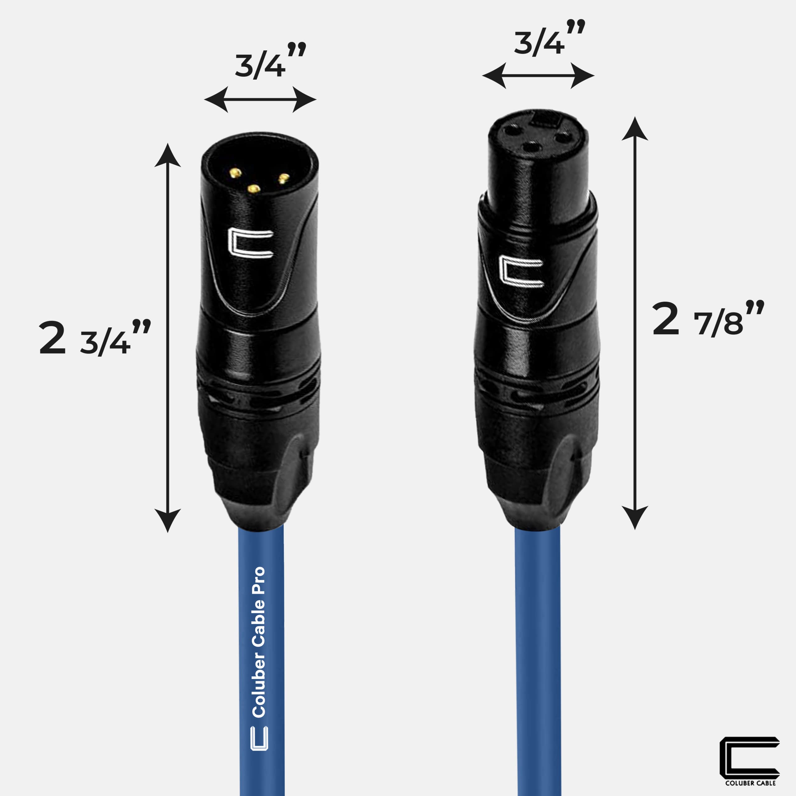 Balanced XLR Cable Male to Female - 0.5 Feet (6 inches) Blue - Pro 3-Pin Microphone Connector for Powered Speakers, Audio Interface or Mixer for Live Performance & Recording
