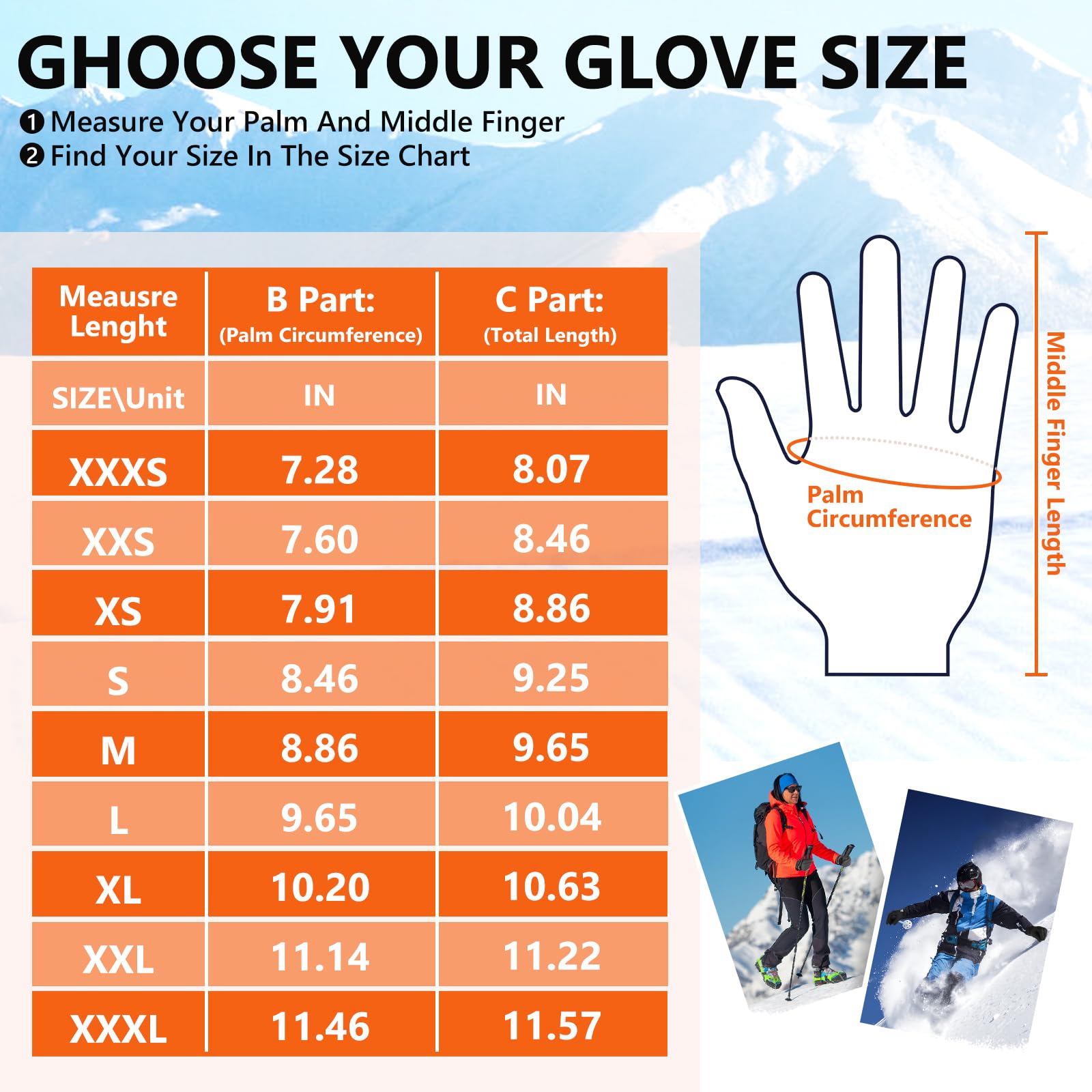 Des gants de ski imperméables d'hiver pour enfants, hommes et femmes - Des gants idéaux pour le froid lors du cyclisme, de la conduite et de la course.