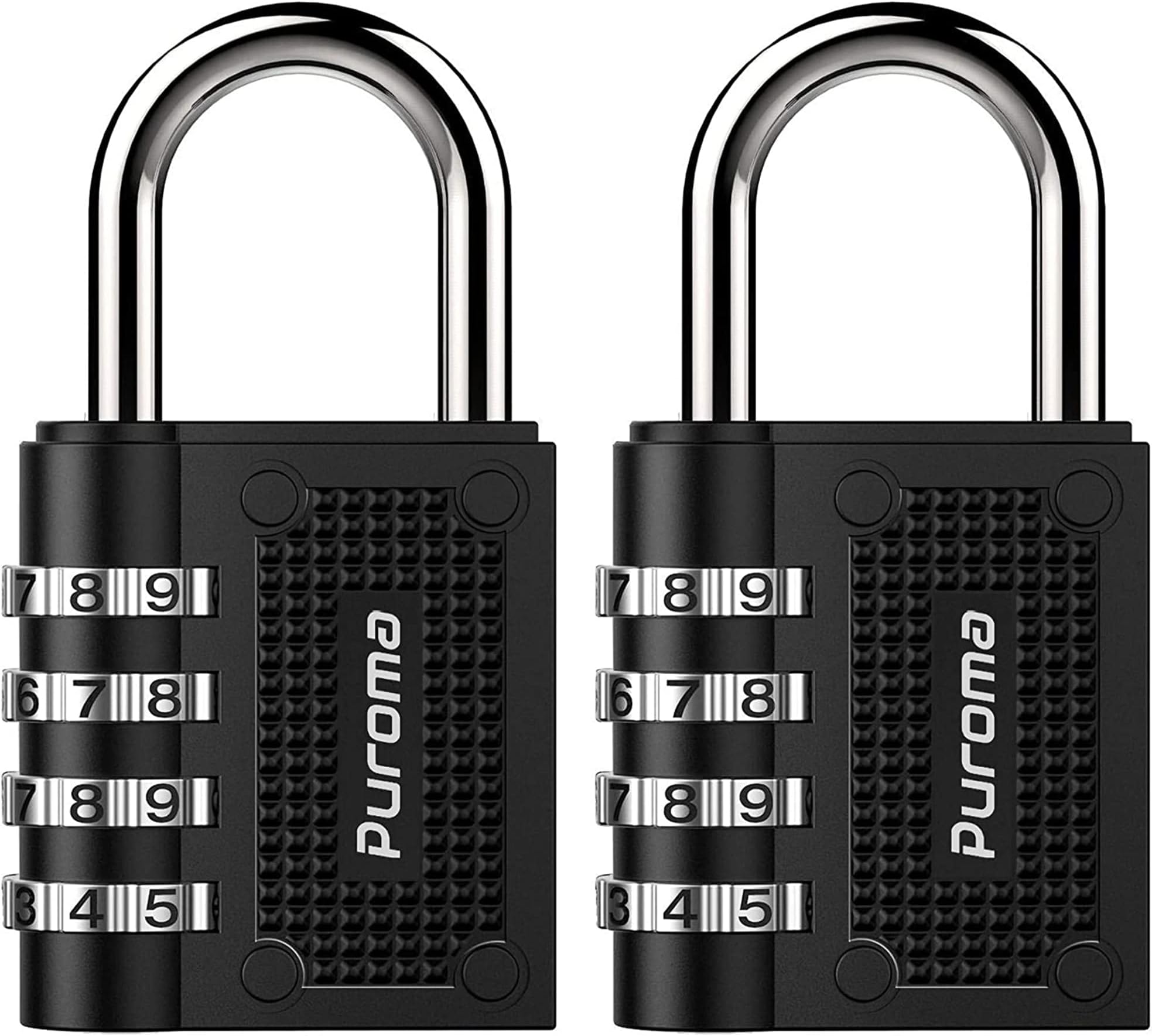 Puroma 2 Pack Combination Locks Outdoor Waterproof Padlock for School Gym Locker Outdoor Fence Hasp Cabinet Toolbox Locker (Black)