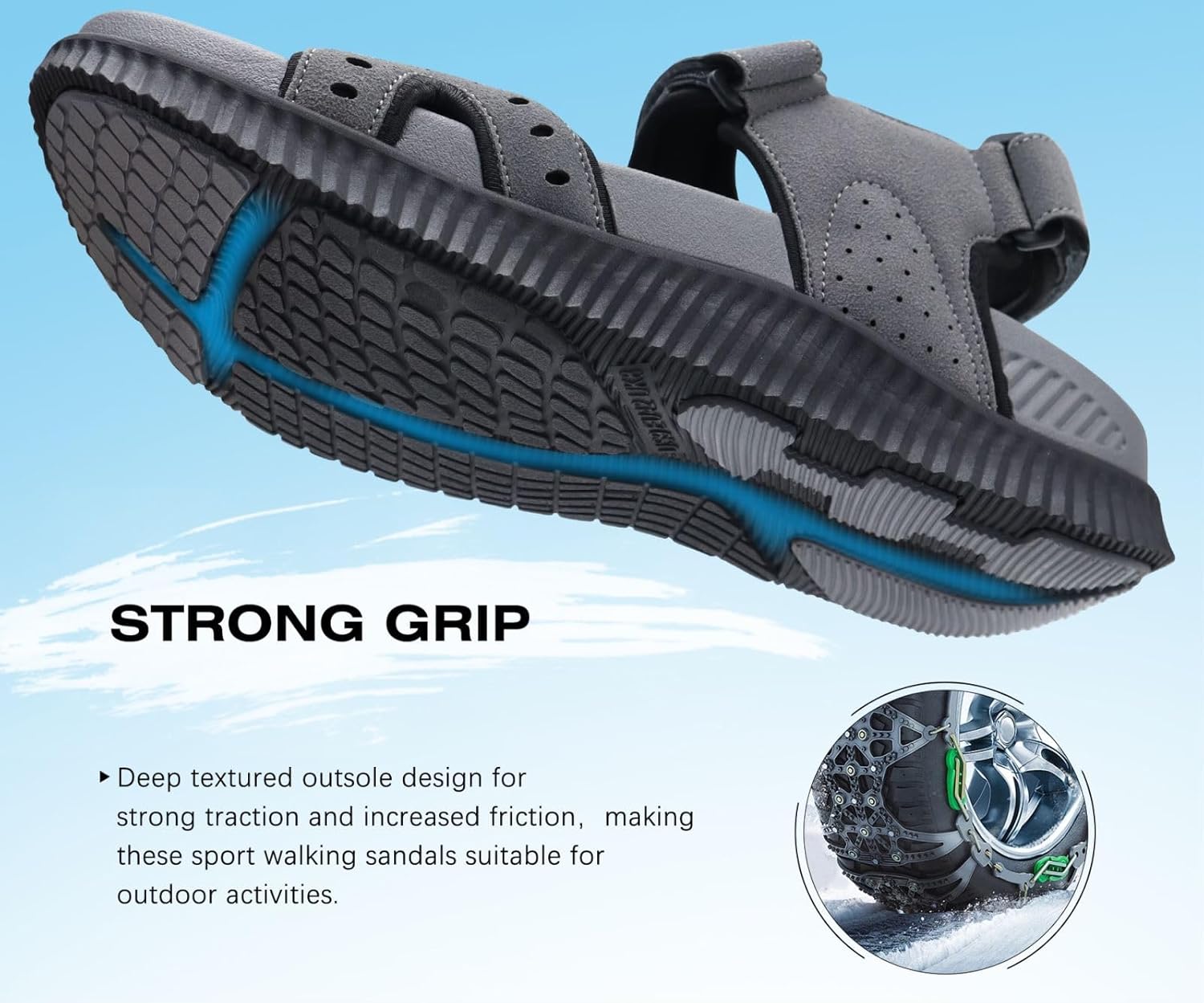 KuaiLu Mens Hiking Sandals With Arch Support Sport Recovery Athletic Walking Sandals For Man Outdoor Summer Casual Thick Cushion Beach Water Fisherman Sandal Size 7-15 - Image 4