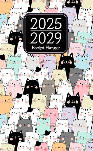 2025-2029 Pocket Planner: Small Size 5 Years Organizer For Purse, Navigate Through Five Years from January 2025 to December 2029 with Holidays, Section Notes &amp; Contacts, cute cats Cover