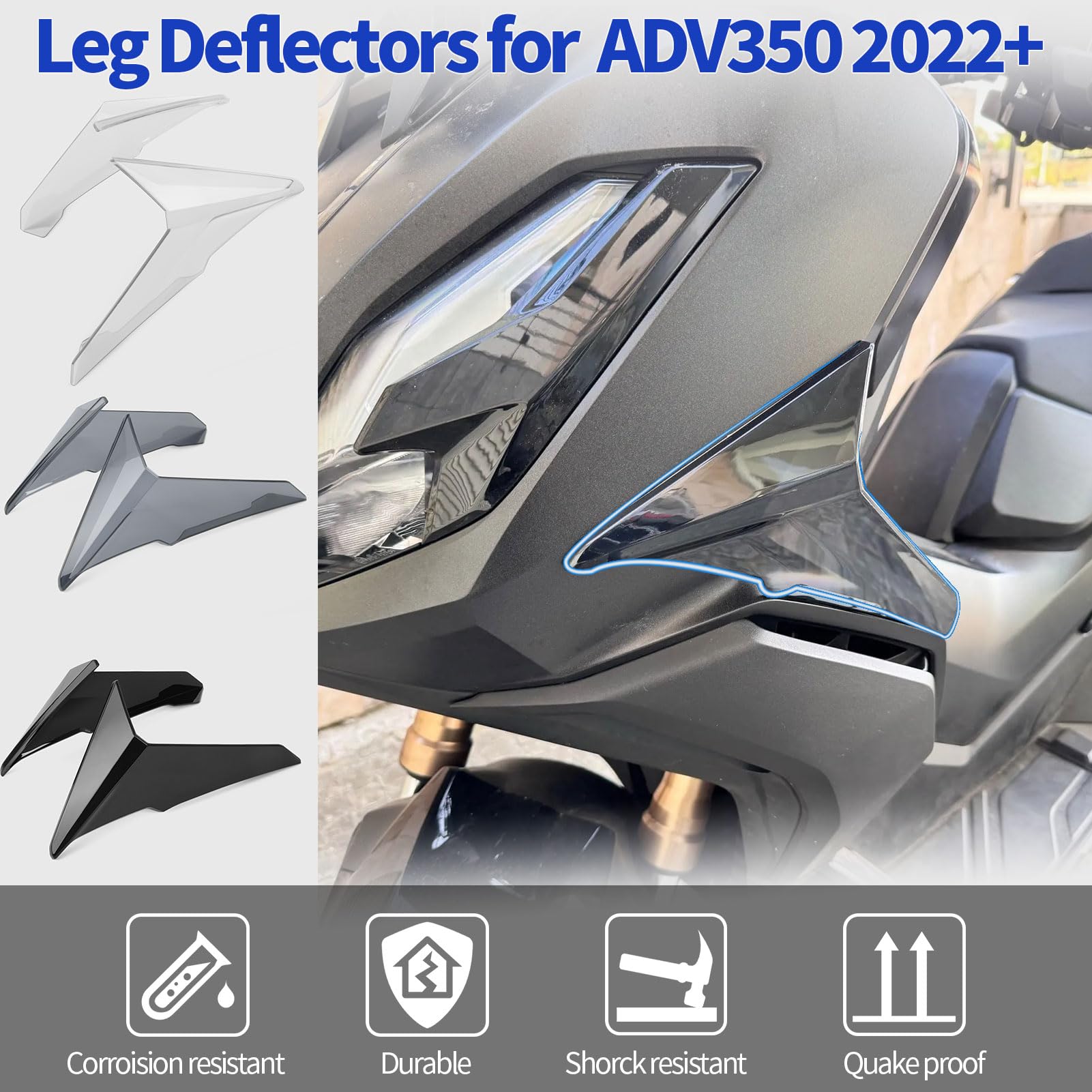 WOOGA Per HO&N&DA ADV350 ADV 350 ADV350 Accessori 2022-2026 Moto Lato Destro Sinistro Carenatura Copertura Laterale Ala Deflettore Parabrezza Schermo Accessori (Fumo Grigio)