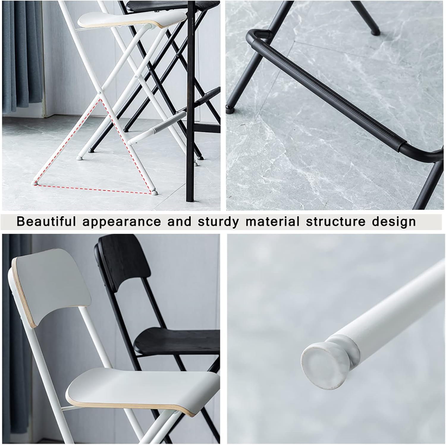 Buy DSHOME Folding Bar Stool with Backrest & Footrest,Portable Folding Stool with Wooden Seat