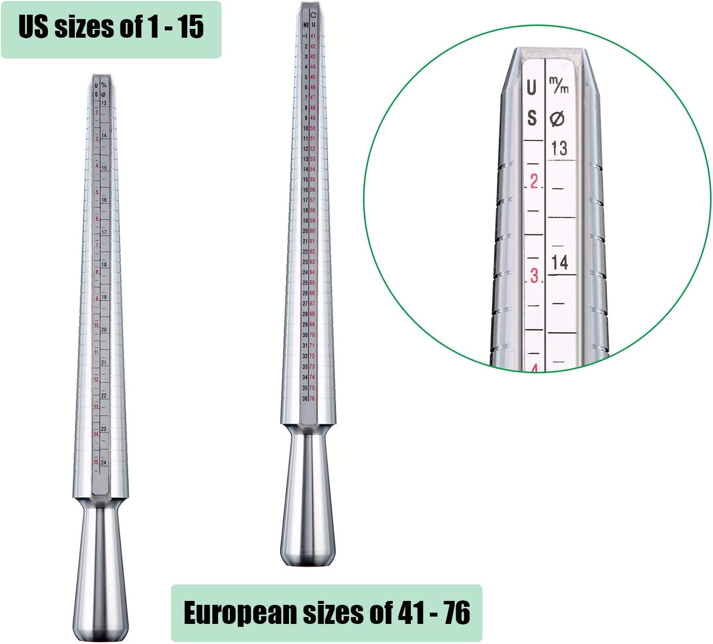 Chuangdi Ring Mandrel Sizer with Ring Gauges Sizer Finger Ring Sizer Measuring Tool