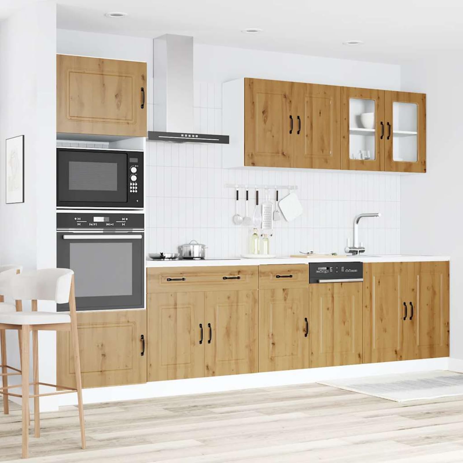 Gecheer Set Mobili da Cucina 7 pz Kalmar Rovere Artigianale TruciolatoCucina completa