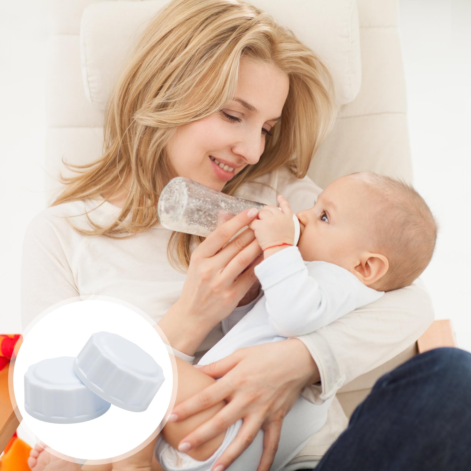Tappi per biberon Avent, 6 tappi per bottiglie da viaggio, compatibili con bottiglie a collo largo, colore bianco, per biberon