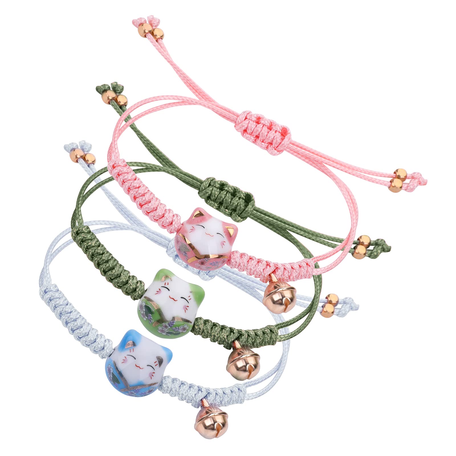 Bijoux Blu Ciondolo Maneki Neko Gatto Portafortuna In Argento 925 Per Bracciali Fai-da-Te, Foro 4.5mm