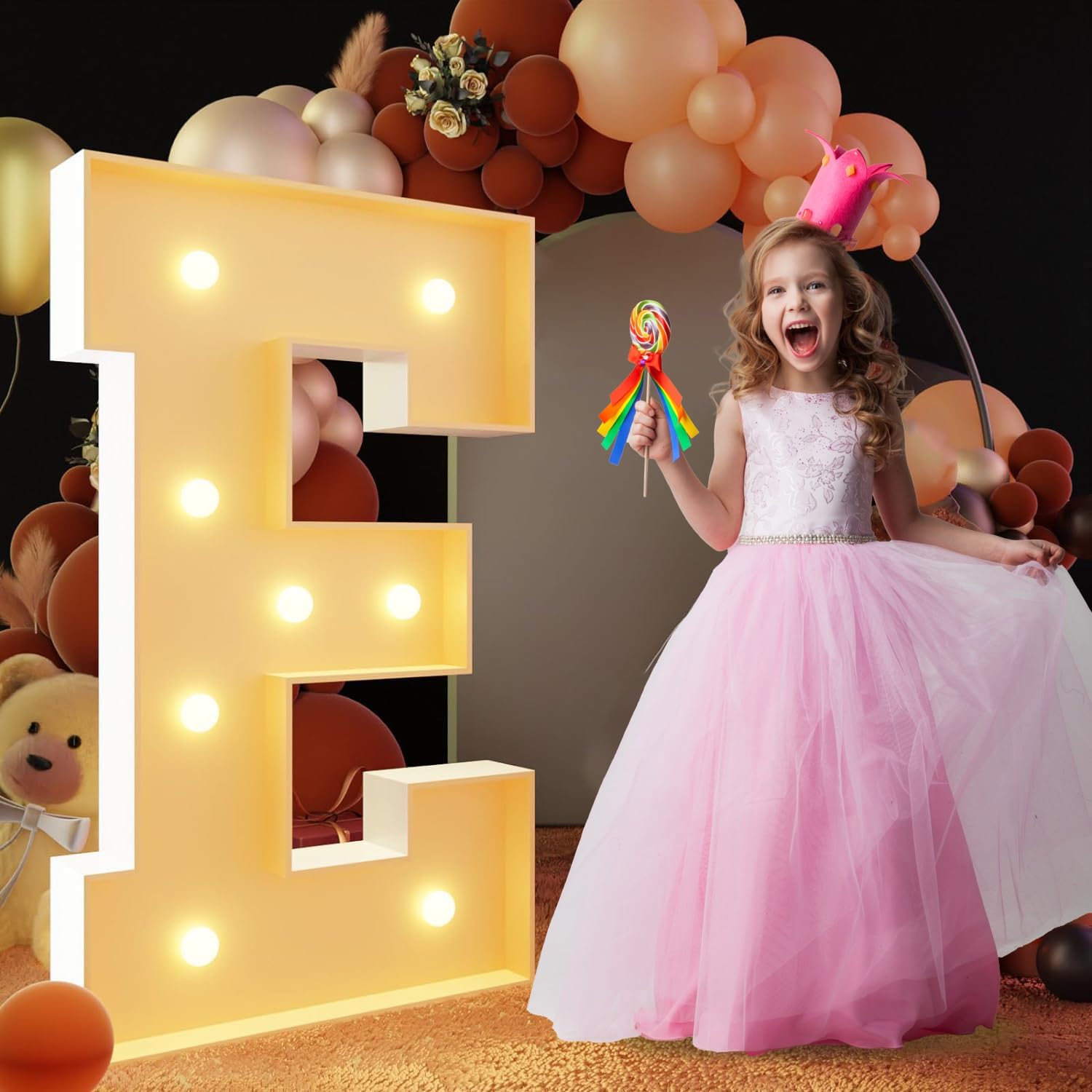 Marquee Light Up Letters LED Warm Light Birthday Party(Letter E,4FT/120CM)