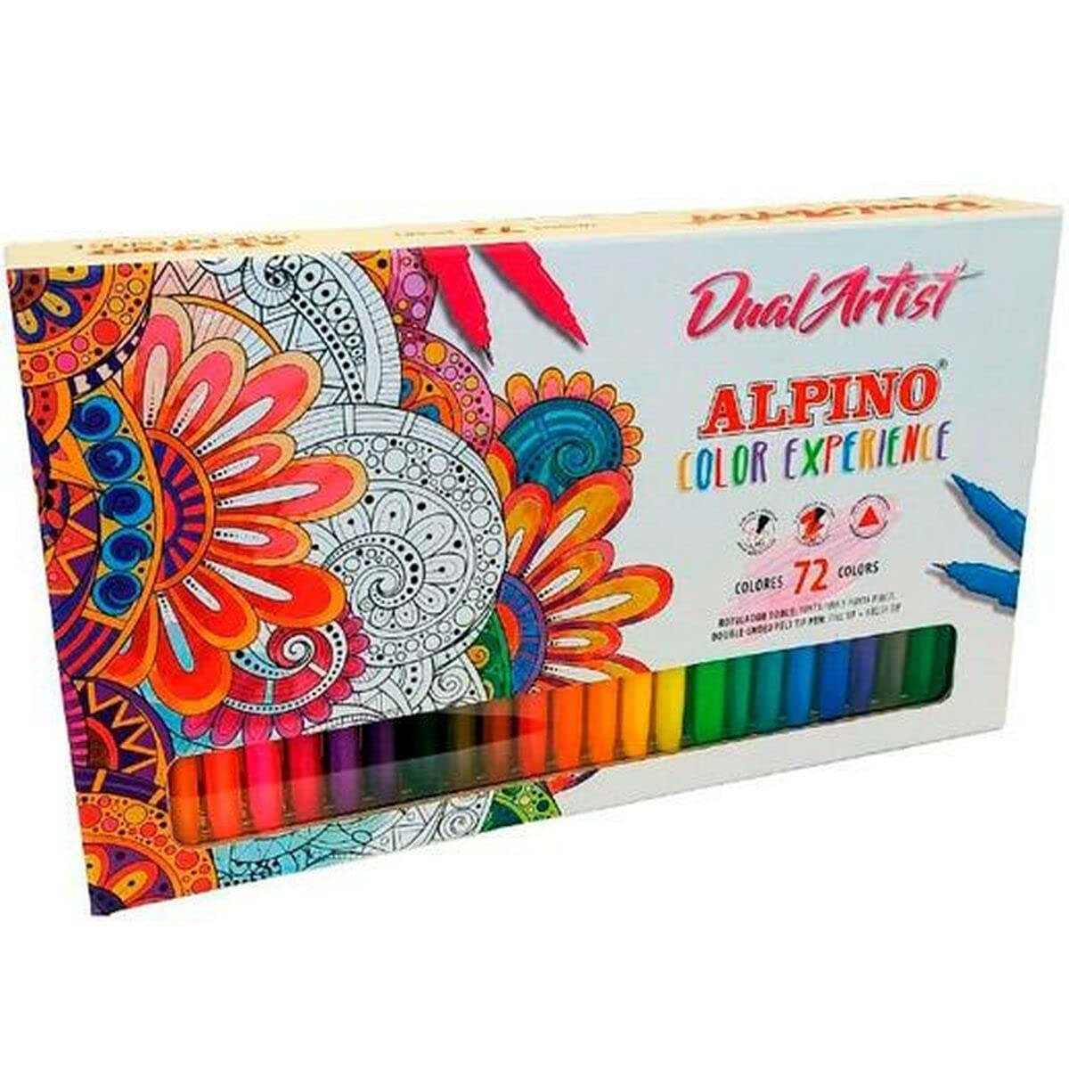 Rotulador alpino dual artist doble punta color experience estuche de 72 unidades colores surtidos