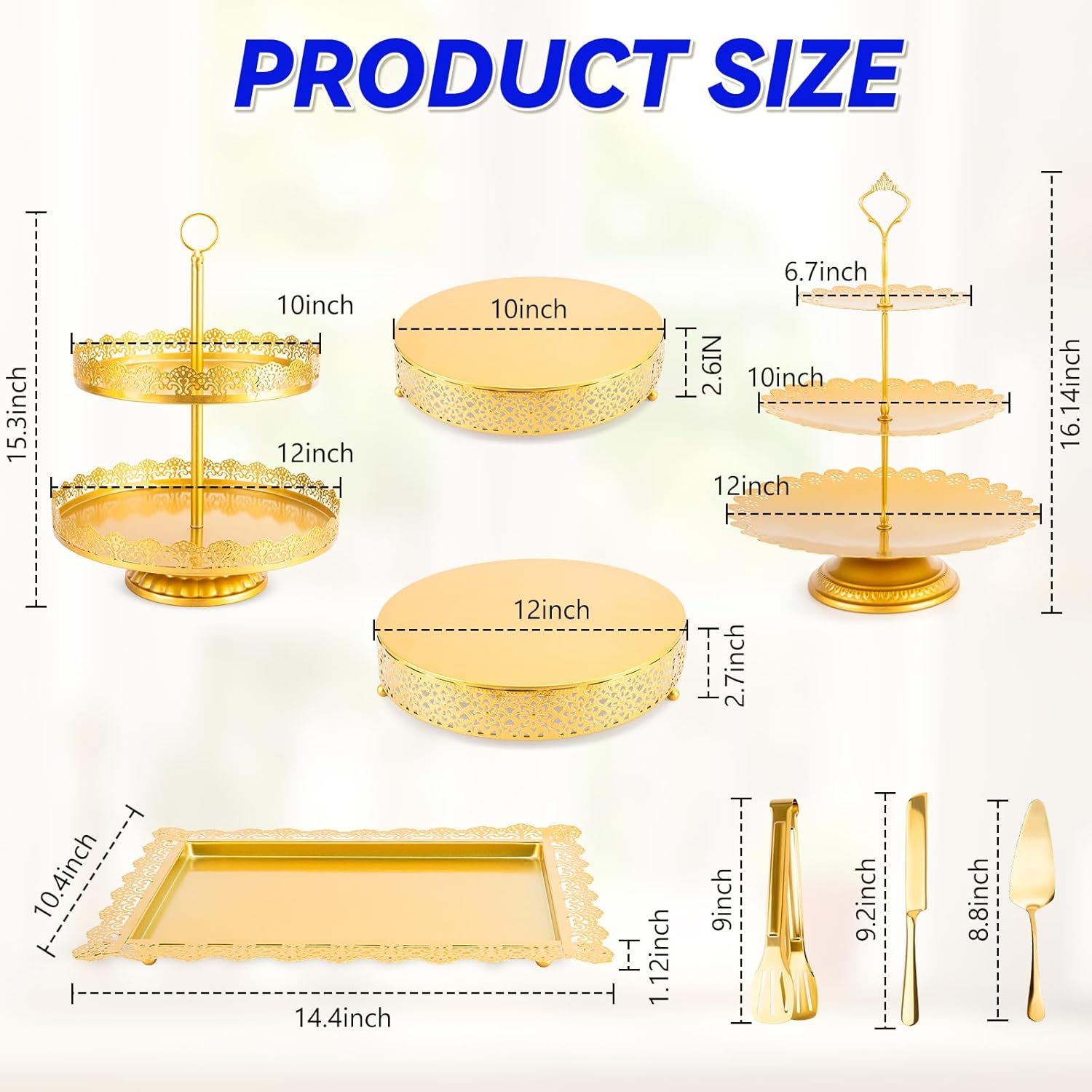13 PCS Metal Cake Stand Set - Cupcake Stands, Cake Holder, Cookie Tray and More Dessert Display Supplies, Easy Assembly, Elegant Dessert Table Display Set for Weddings, Birthdays, Parties