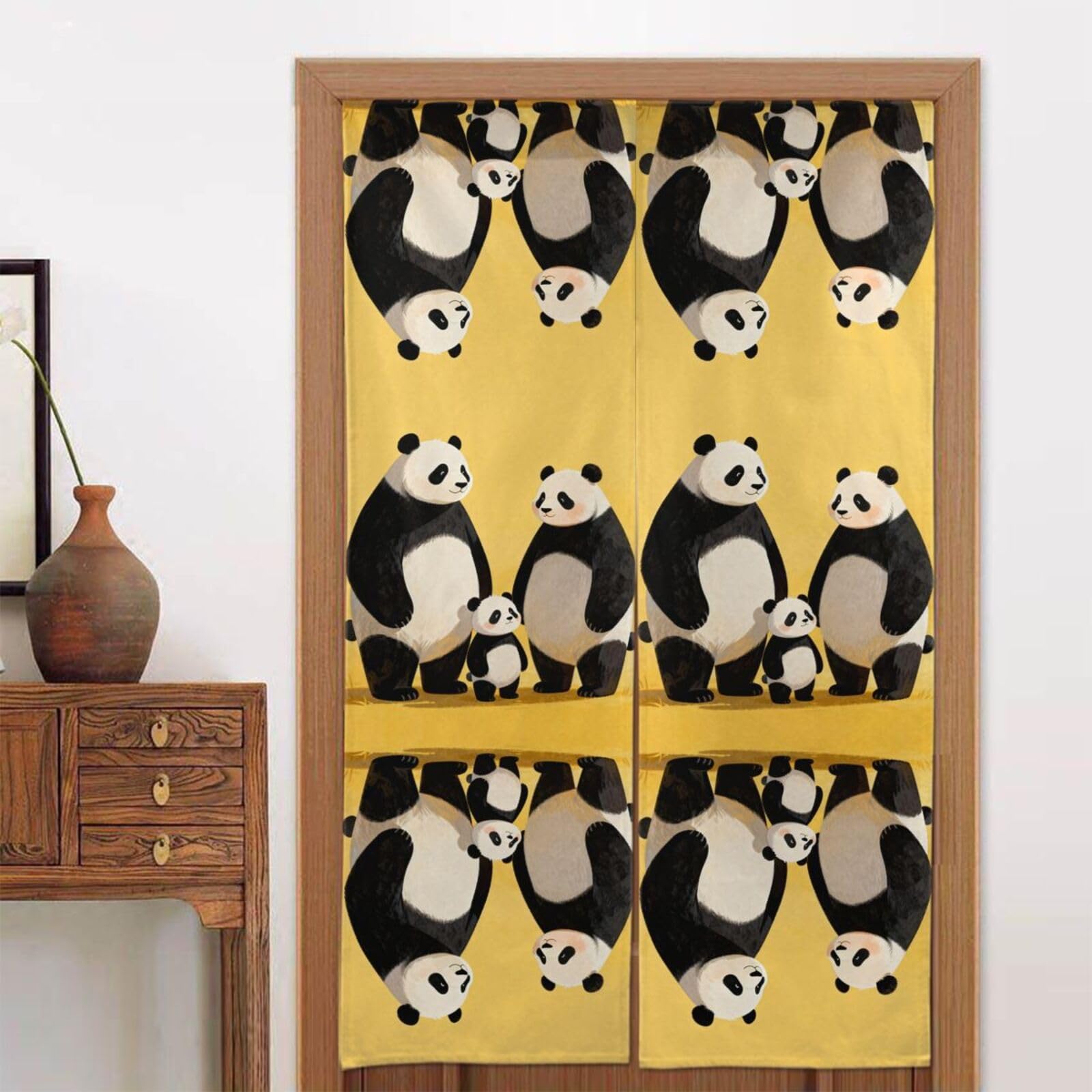 CNTDBU Panda Family Door Curtain 34x56 Inch-Room Divider Panel for Privacy, Entryway Screen for Kitchen Bedroom