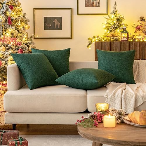 Miniatura 5 de MIULEE Paquete de 2 fundas de almohada decorativas de primavera para exteriores, impermeables, sólidas, de lino de poliéster, para jardín, granja,