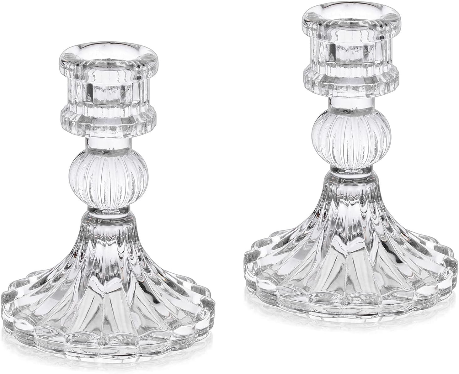 Sziqiqi Glass Candlestick Holders Set of 2, Clear Glass Taper Candle