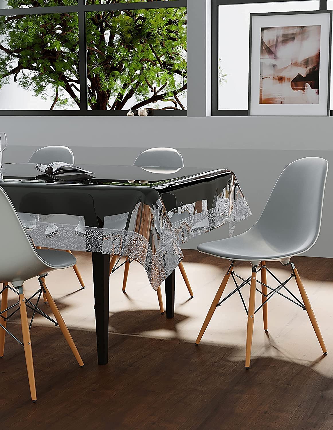 Jainco Decor 6 Seater Transparent Waterproof Center Dining Table Cover (4-6 Seater 54" x 78", Silver) (B0B46V4G22) Amazon Price History, Amazon Price Tracker