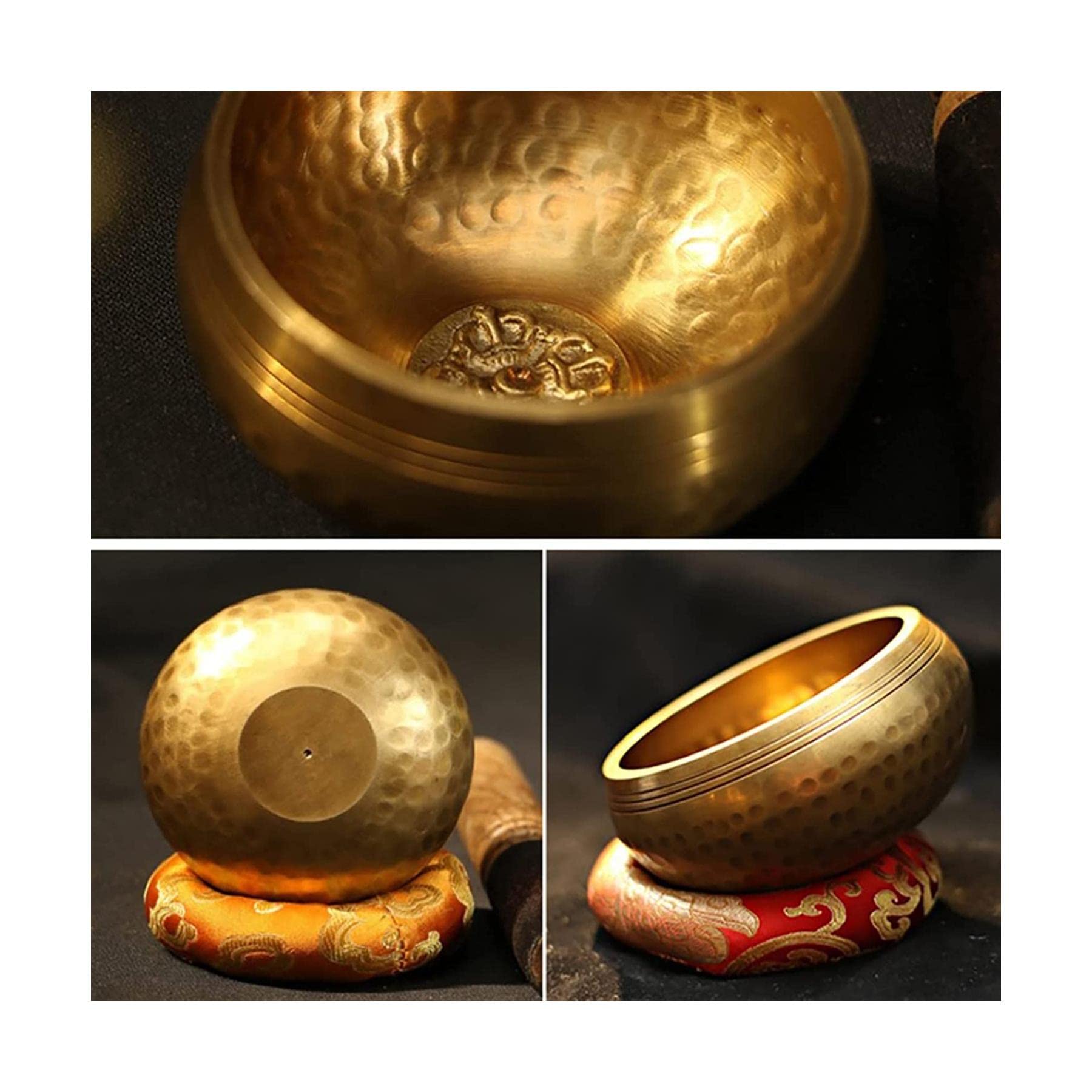 bol sonore,ensemble de bols chantants tibétains, Bol sonore bouddhiste du Népal avec maillet et coussin Cadeau unique utile