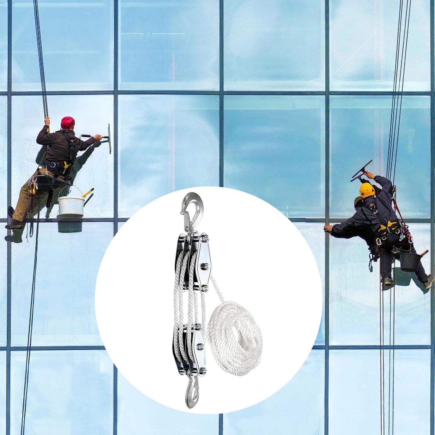 プーリーツールをブロックしてタックル3/4ロープホイストリフティング頑丈なヘビーデューティ1100/2200ポンドプーラーヘビーデュ