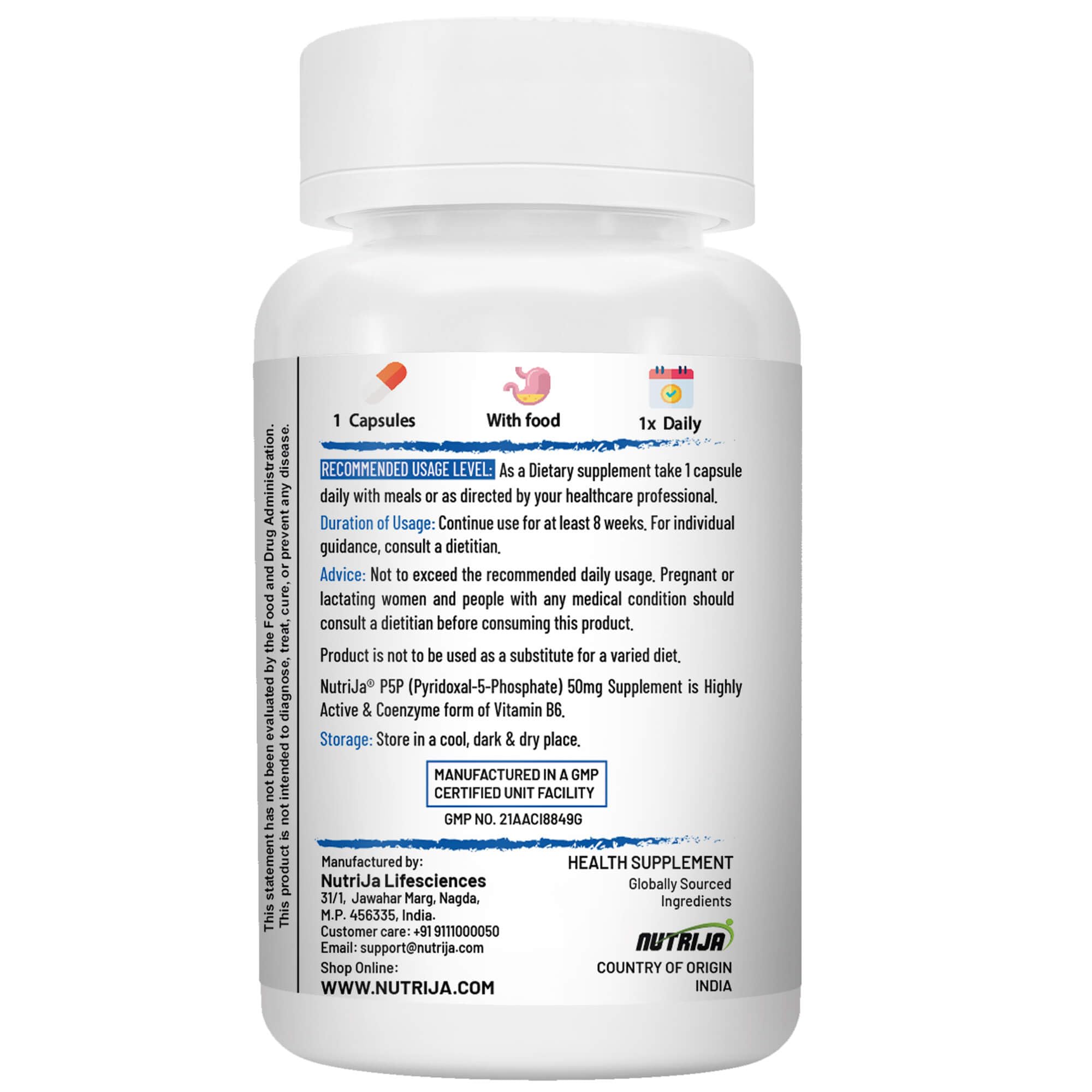 NutriJa P5P (Pyridoxal-5-Phosphate) Supplement - Prolactin Support, Energy & Nerve Health Support, Cardiovascular Support - 60 Veg Capsules — Amazon image 2