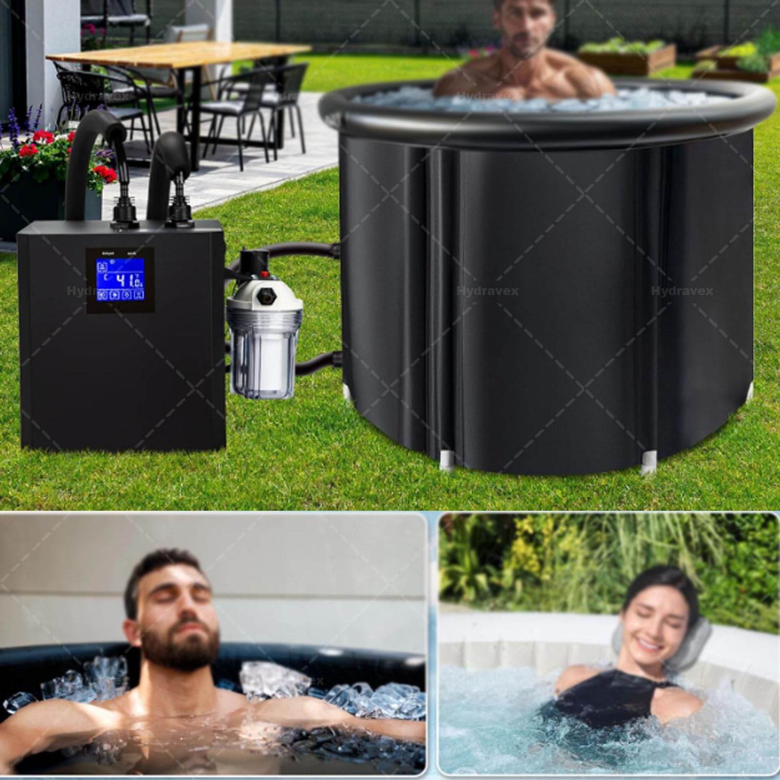 Enfriador de inmersión en frío para bañeras con filtro y bomba, mangueras aisladas para una mejor refrigeración y recuperación en baños de hielo atléticos