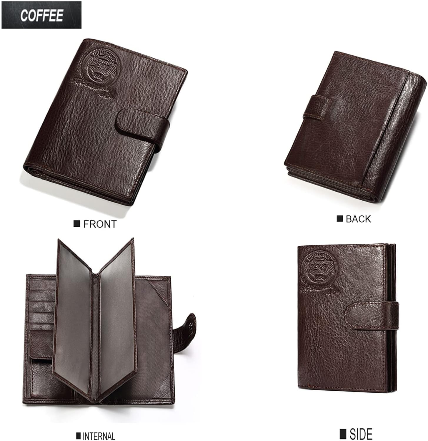 Men Genuine Leather Wallet,RFID Blocking Bifold Multi Purse Cowhide Leather Vintage Secure Card Holder Large Capacity ID Window Card Case with Coin Pocket