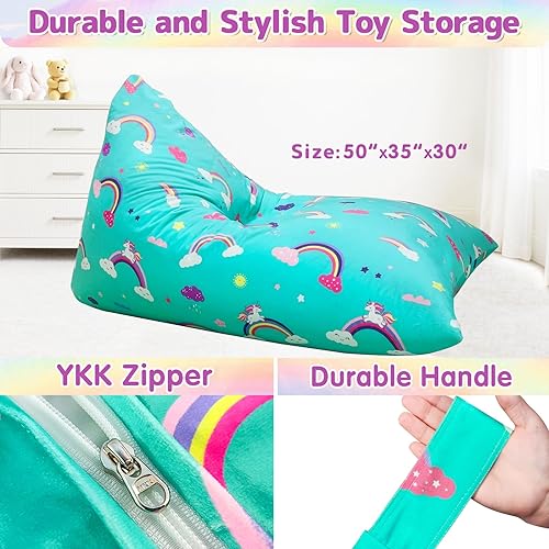 Miniatura 37 de Jorbest Almacenamiento de animales de peluche, almacenamiento de puf de peluche de fútbol, funda para silla de puf de fútbol para niños, asiento de