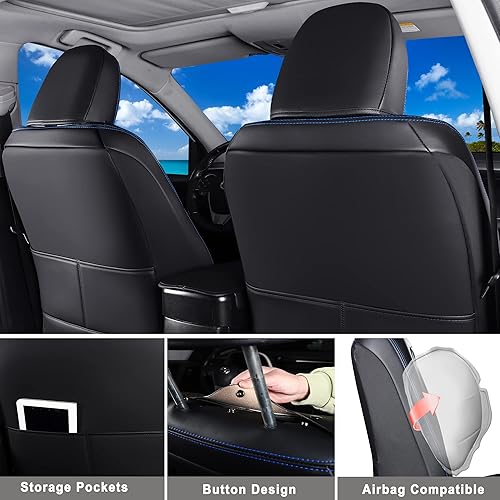 Miniatura 2 de Huidasource Juego completo de fundas de asiento de automóvil RAV4 de ajuste personalizado, fundas protectoras de asiento de automóvil de cuero