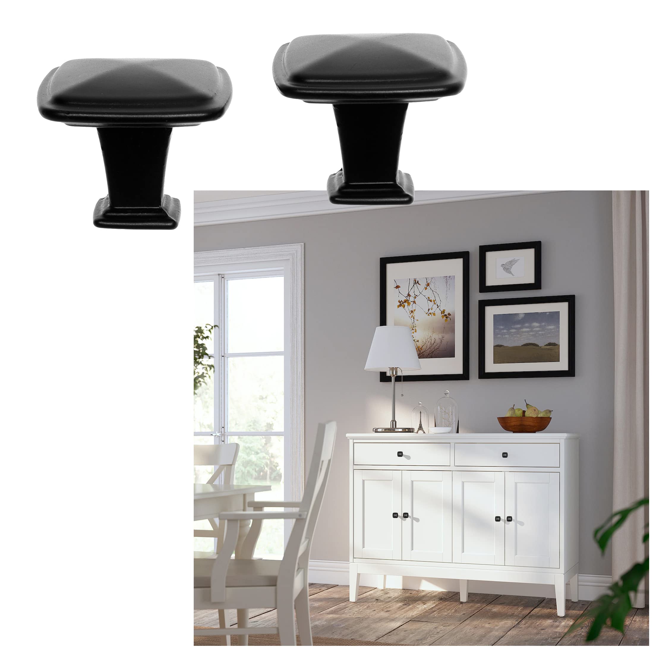 Homdiy Paquete De 25 Pomos Cuadrados Negros Para Gabinete, Y Negro