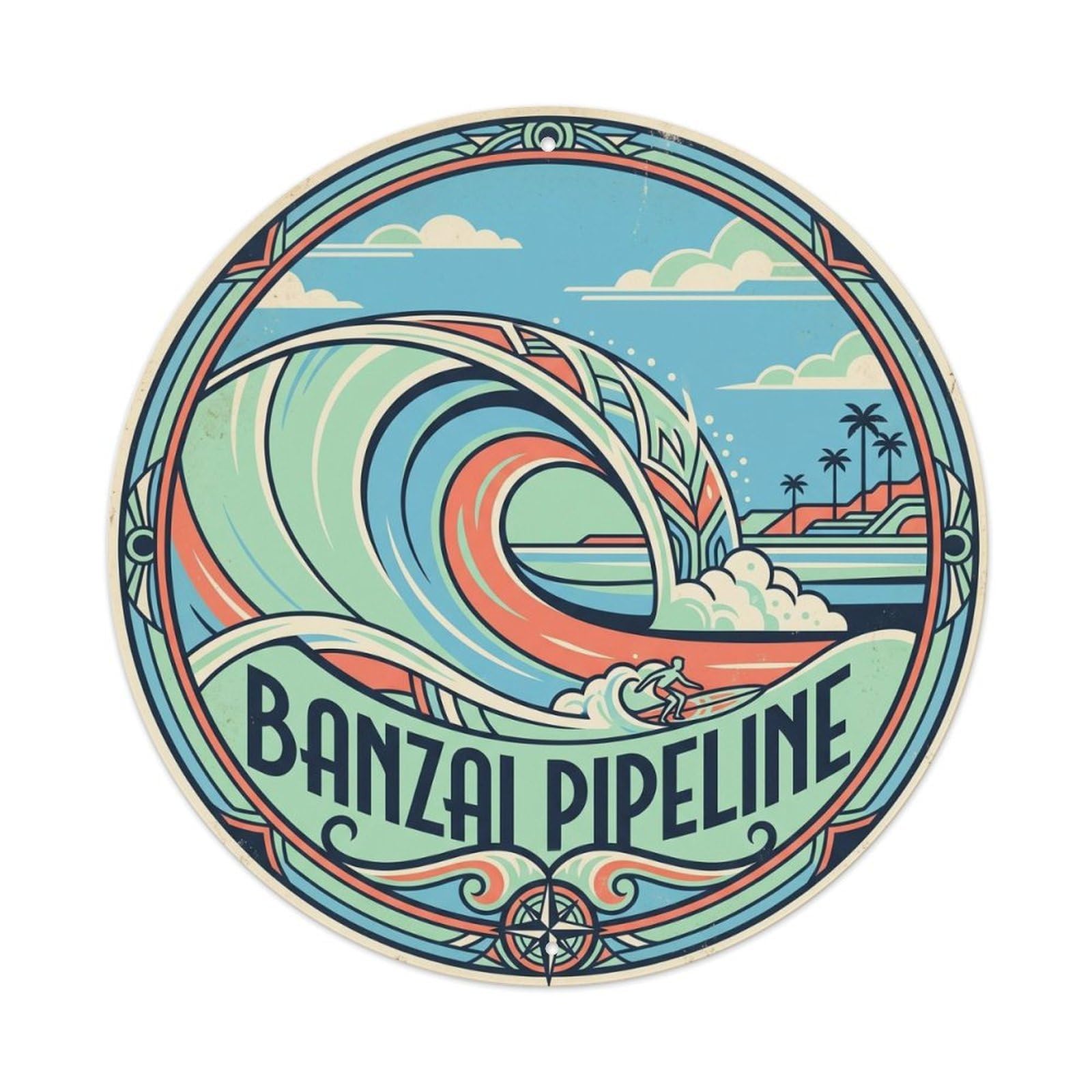 Banzai Pipeline Hawaii Travel Surf Coast Break Metal Tin Sign