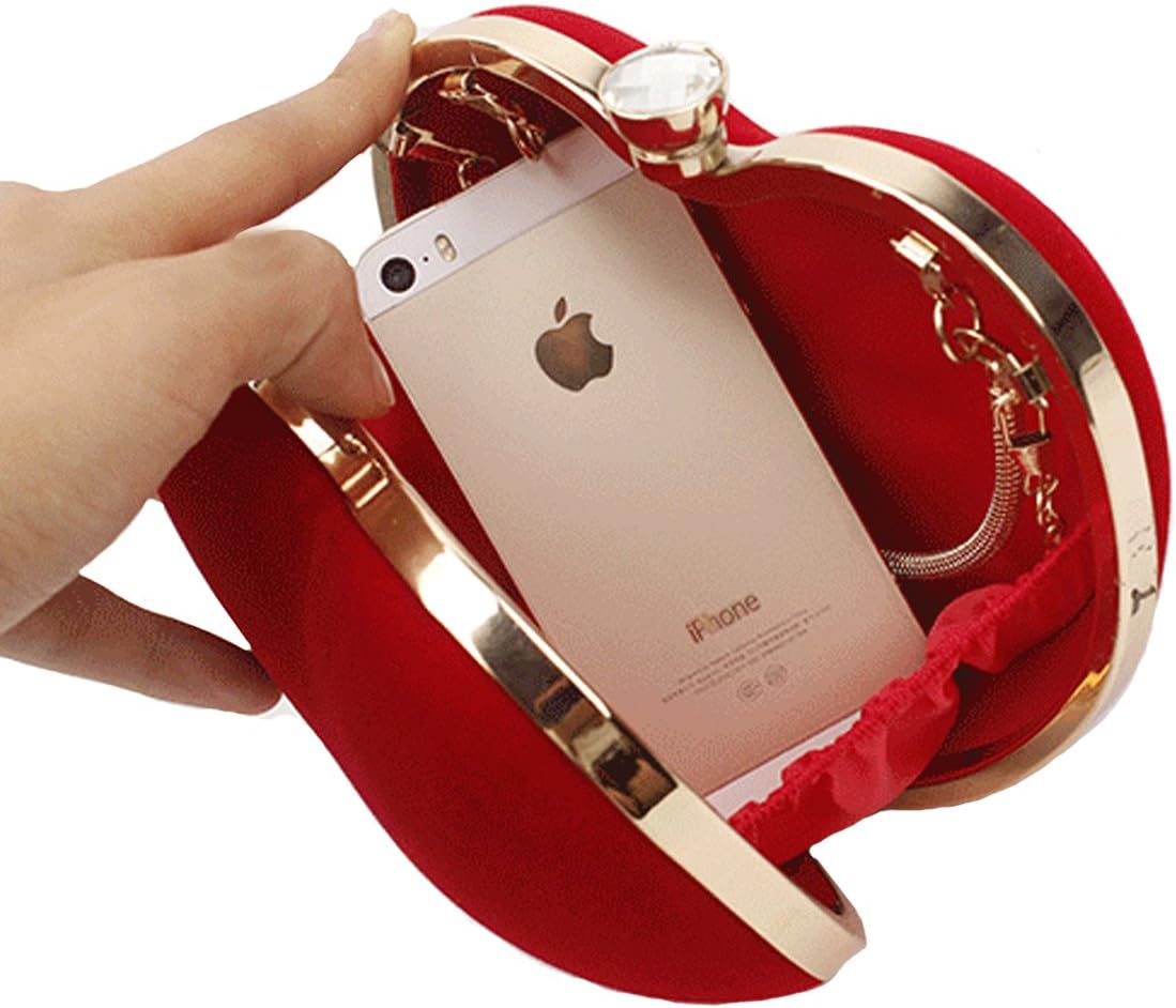 ZLM BAG US Women Heart Shaped Purse, Wedding Party Evening Bag, Mini Chain Tote Shoulder Bag, Cocktail Prom Clutch Handbag