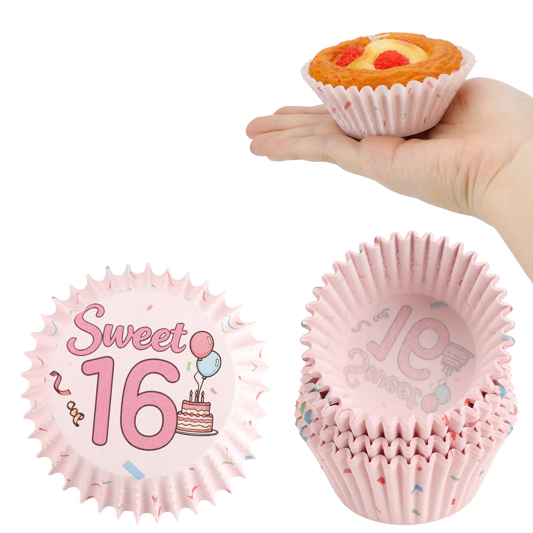 Kiopdse Sweet 16 Cupcake Cases,100 pcs Muffin Cases,Cupcake Wrappers,Paper Cupcake Liners,Paper Muffin Cupcake Liners,Muffin Baking Cups,Paper Baking Cups,Cupcake Papers,Standard Size 2x1.25inch — image 1
