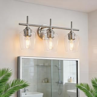 foucasal 3-Light Brushed Nickel Bathroom Vanity Light Fixtures Modern