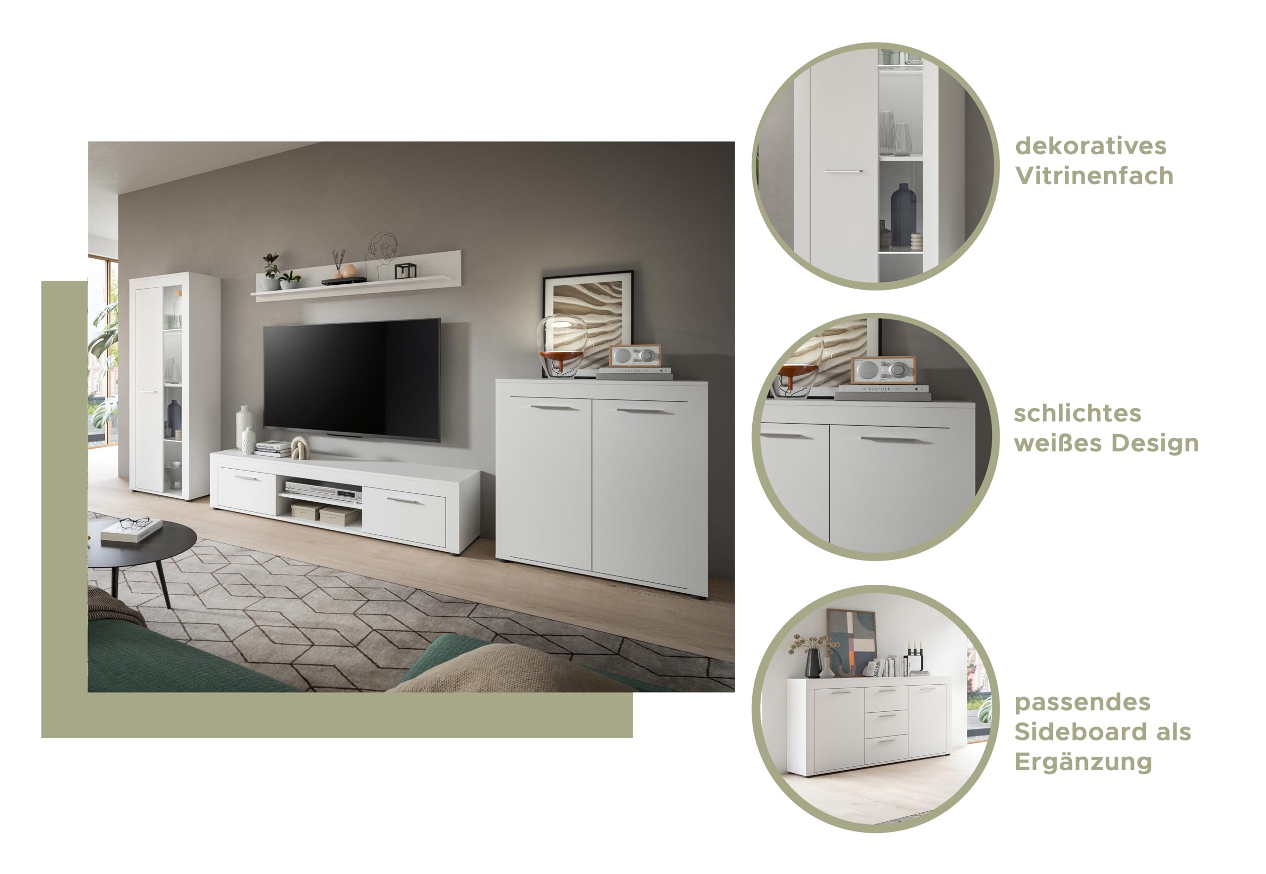 xonox.Home - Półka ścienna Jam 140 x 20 x 15 cm w kolorze białym z melaminy – półka wisząca regał ścienny – łatwa w pielęgnacji powierzchnia