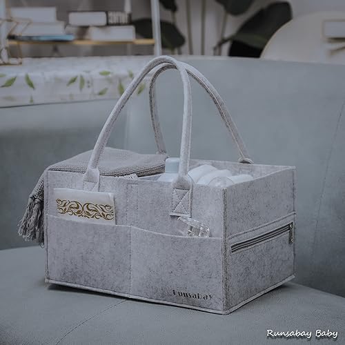 Miniatura 6 de Runsabay Organizador de pañales para bebés cesta de almacenamiento portátil para guardería cesta de almacenamiento para cambiador de mesa y